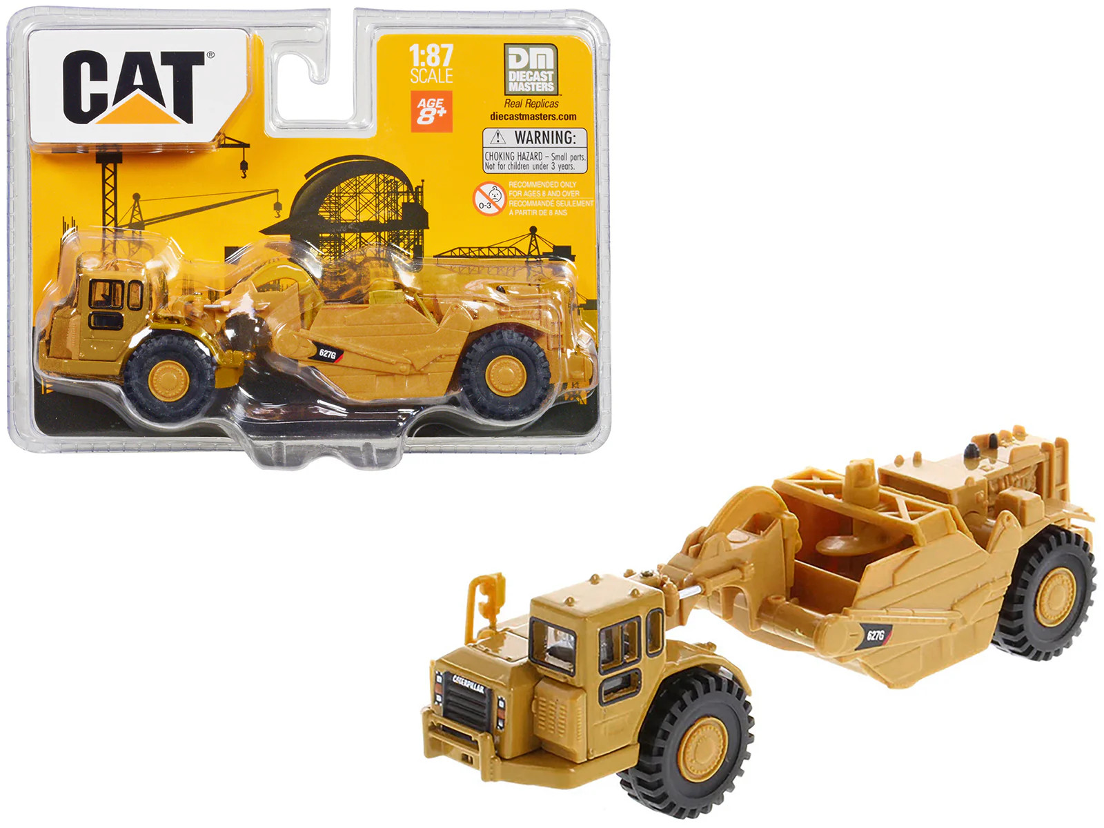 CAT Caterpillar 627G Auger Scraper Yellow 1/87 (HO) Diecast Model by Diecast Mas