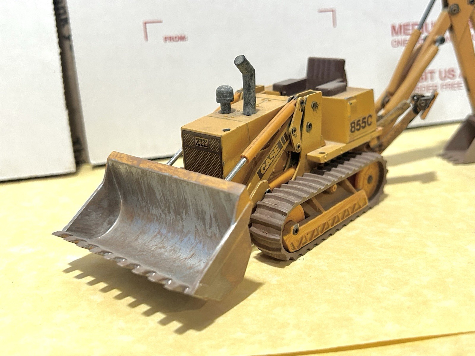 NZG 1/35 Scale Custom Case 855C Crawler Loader with Backhoe (No Rops/Weathered)