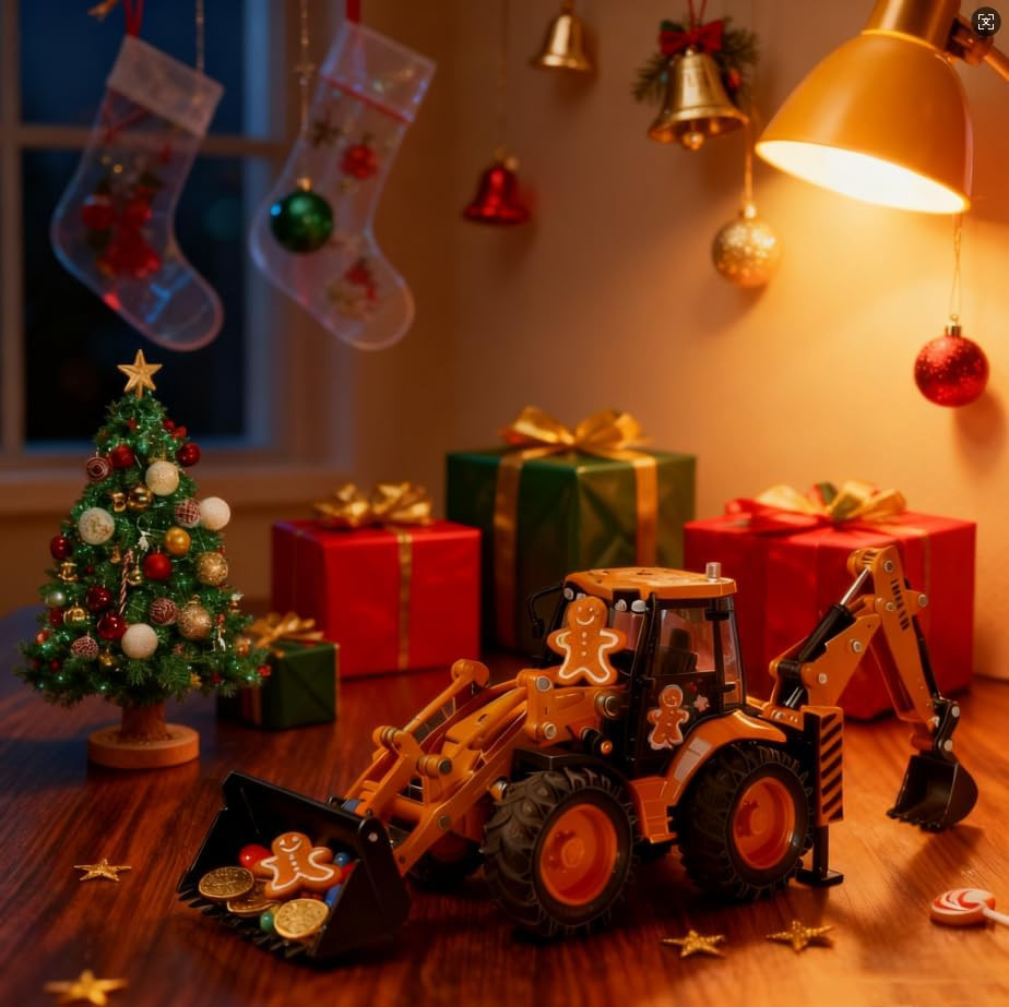 Excavator Backhoe Toys, 1/50 Metal Die-Cast Excavator Front Loader Bulldozer Con