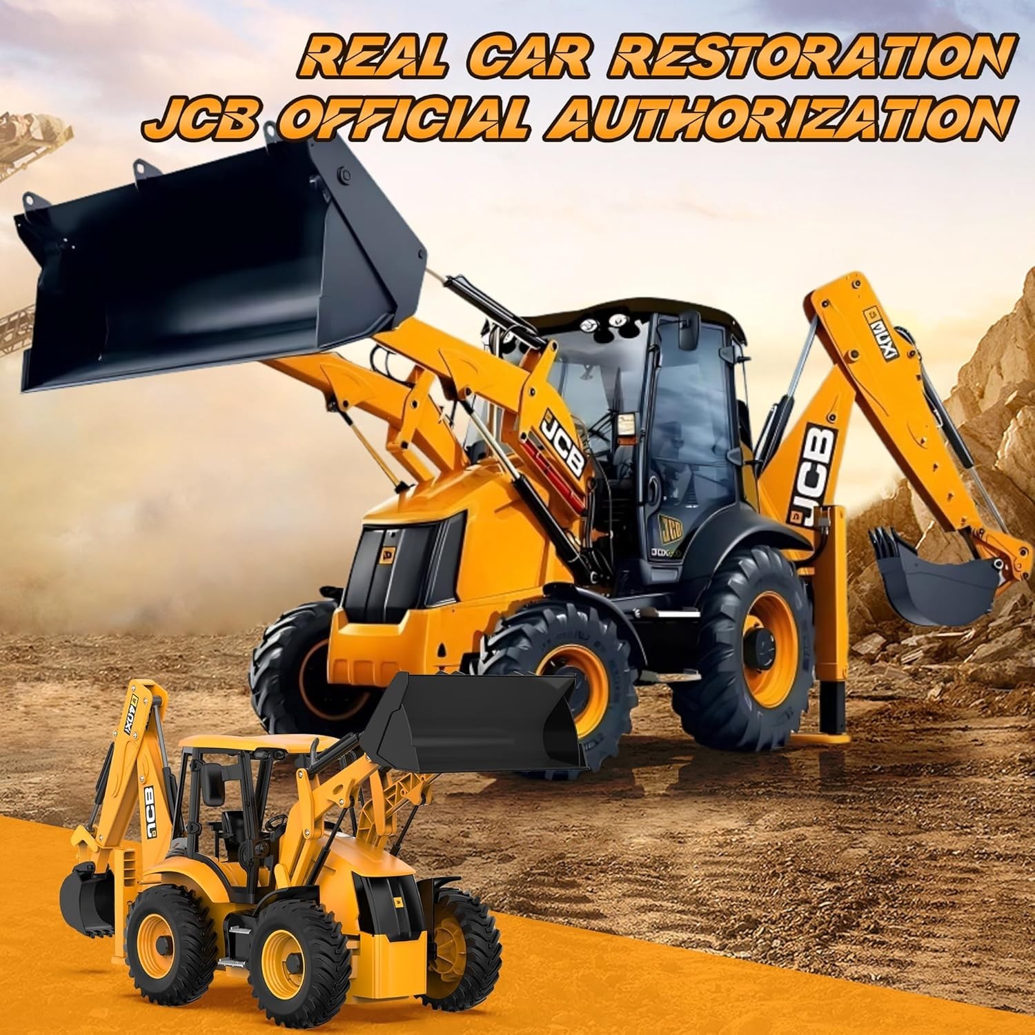 DOUBL E JCB 1:20 Scale RC Excavator & Loader – Dual-Function Construction Model