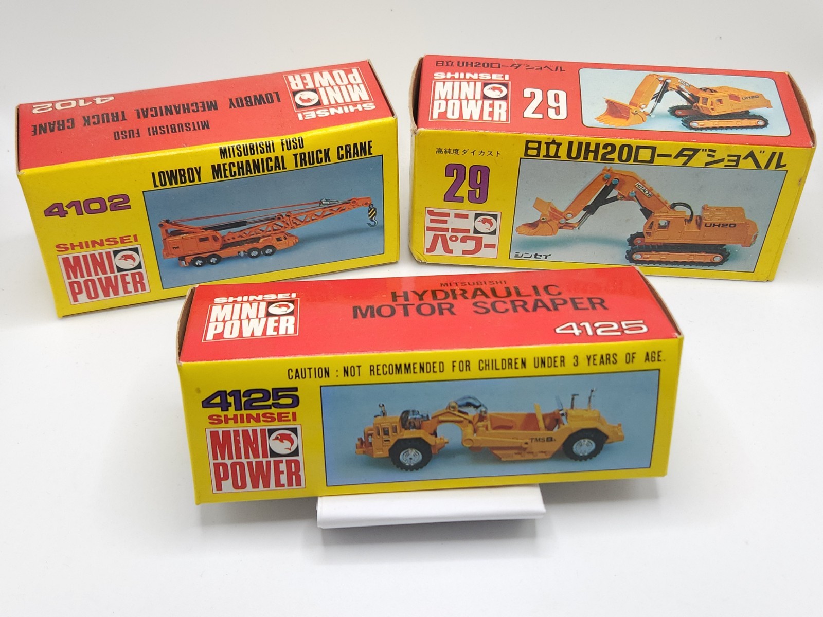 Vintage Shinsei Mini Power 4102 4125 29 Diecast Construction Toy Lot Japan NIB