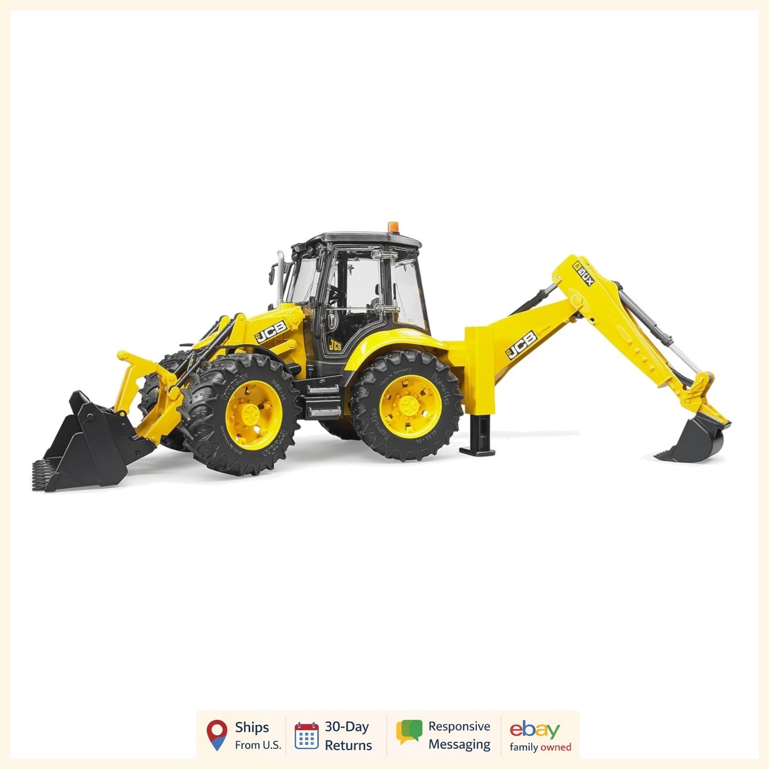 Realistic 1:16 Scale Construction Backhoe Loader with Moving Front Loader Arm