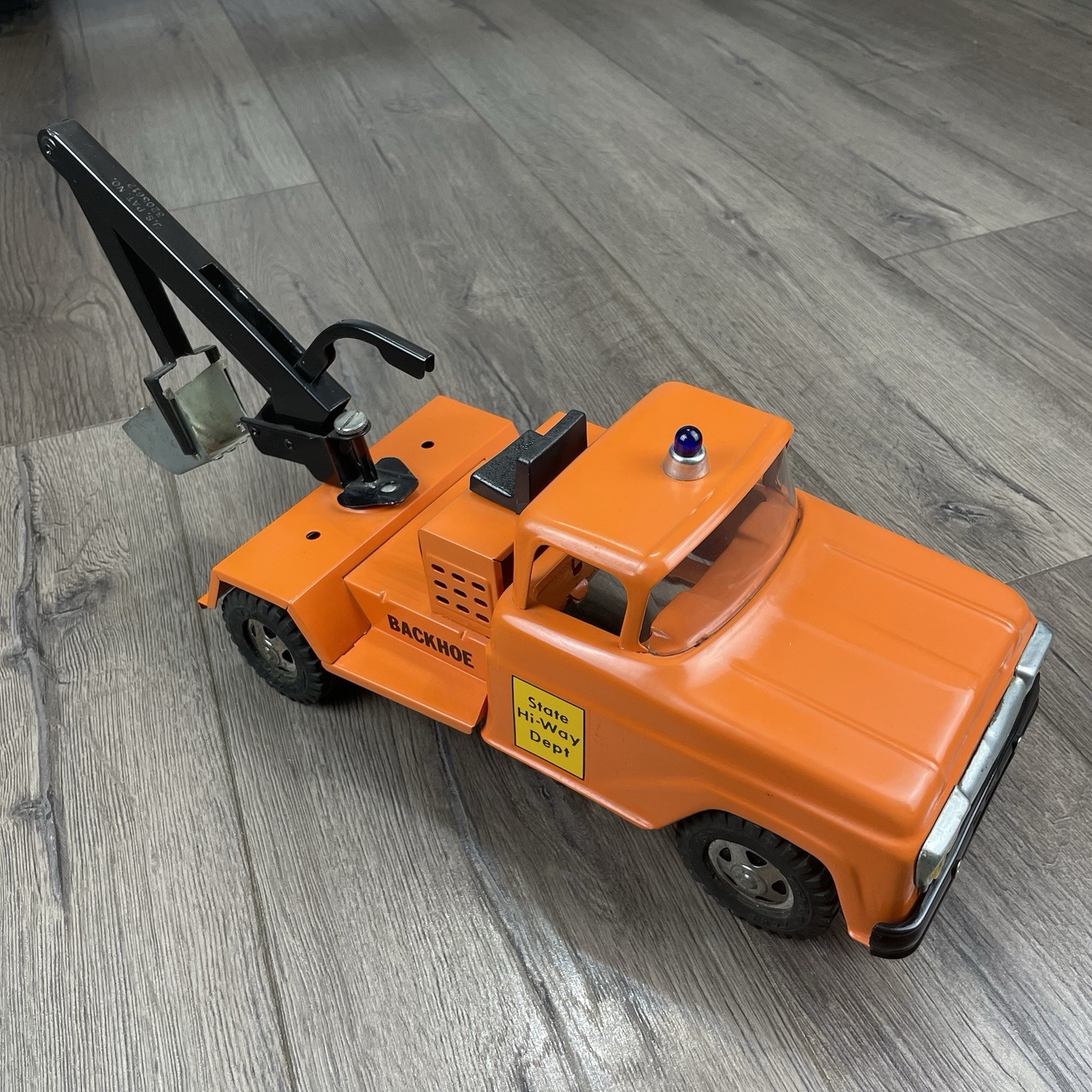 Vintage Orange Tonka State HI-WAY DEPT Highway Truck Backhoe Excavator Highway