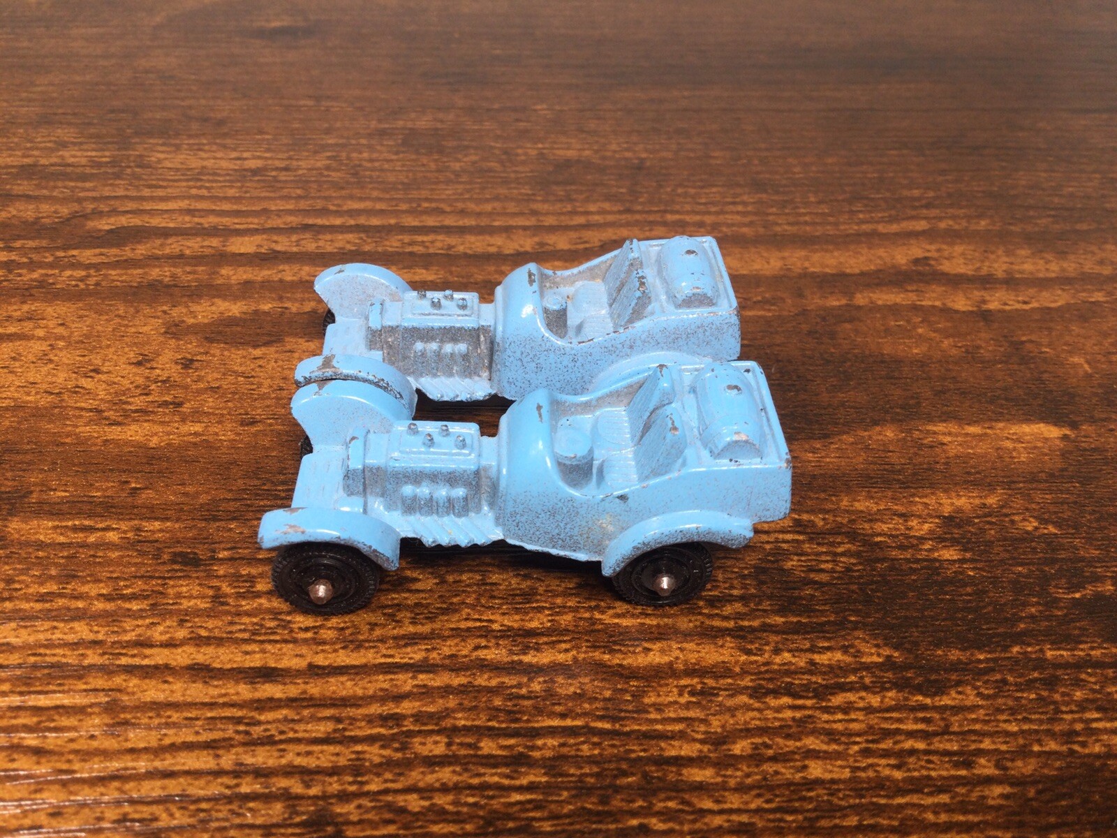 Lot of 2 VINTAGE TOOTSIE TOY USA FORD V8 RAT RODs with BARREL TANK Blue 2″ Inch