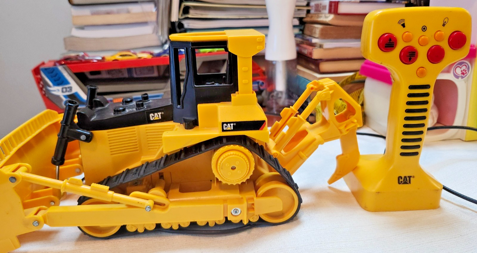 Caterpillar CAT Wired Remote Control Bulldozer Toy State Plastic Works Great