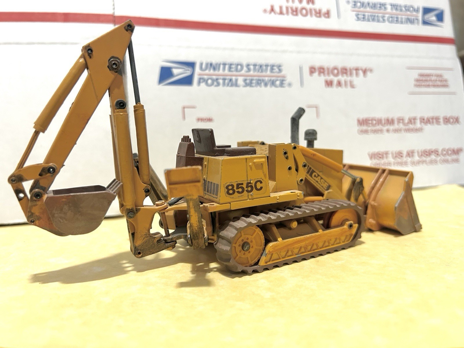 NZG 1/35 Scale Custom Case 855C Crawler Loader with Backhoe (No Rops/Weathered)