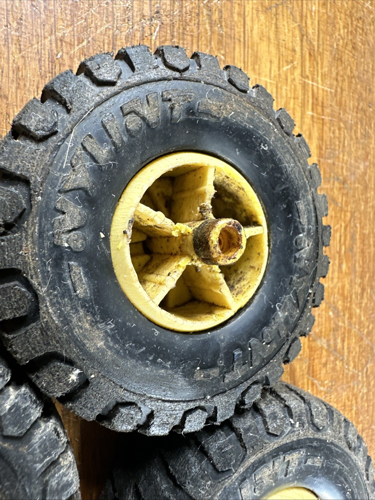 Vintage Nylint Wheels BLACK TIRES YELLOW RIM FOR TRUCKS 3 1/8” Lot Of 3
