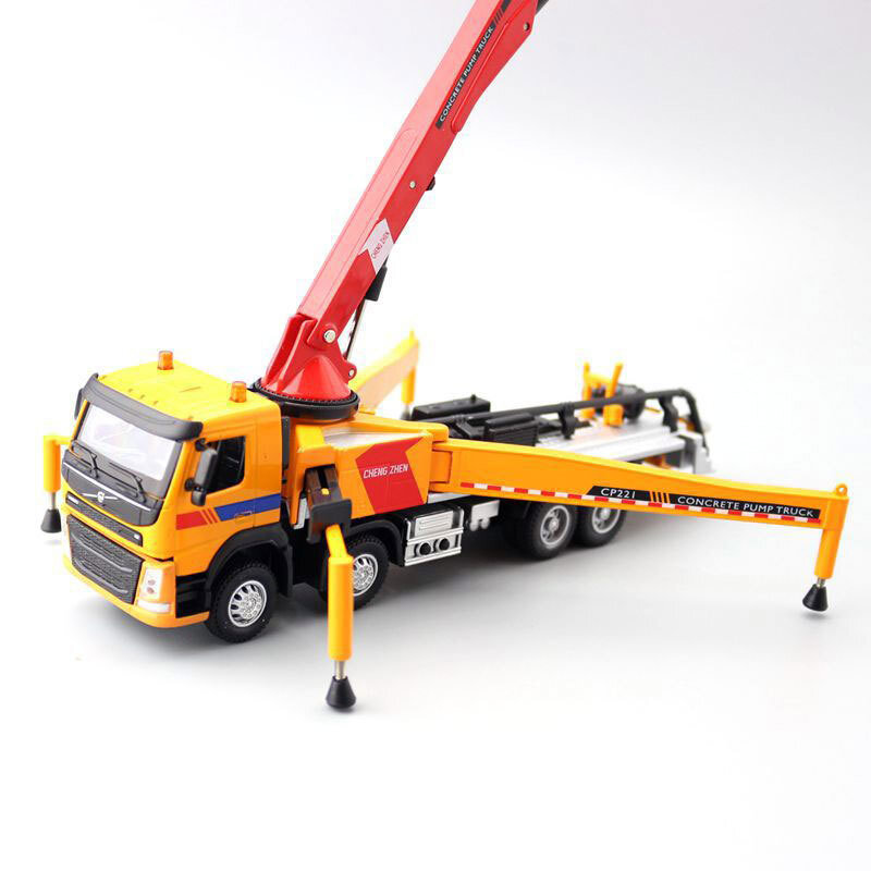 1:50 Concrete Pump Truck Toy Construction Vehicle Model Diecast Toy Car Yellow