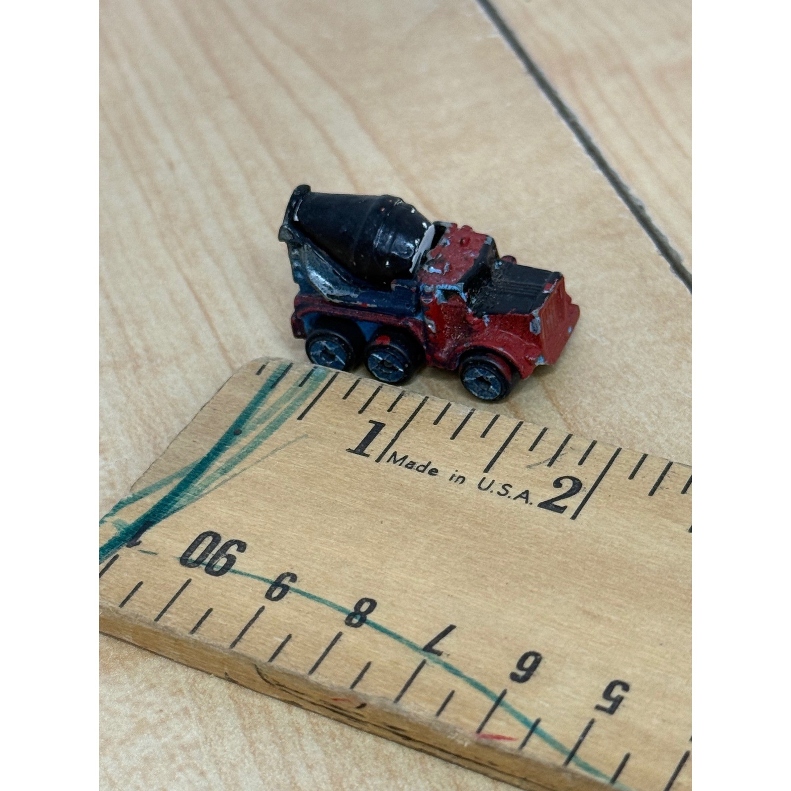 Vintage 1987 Galoob Micro Machines Cement Mixer Truck Red Blue Construction
