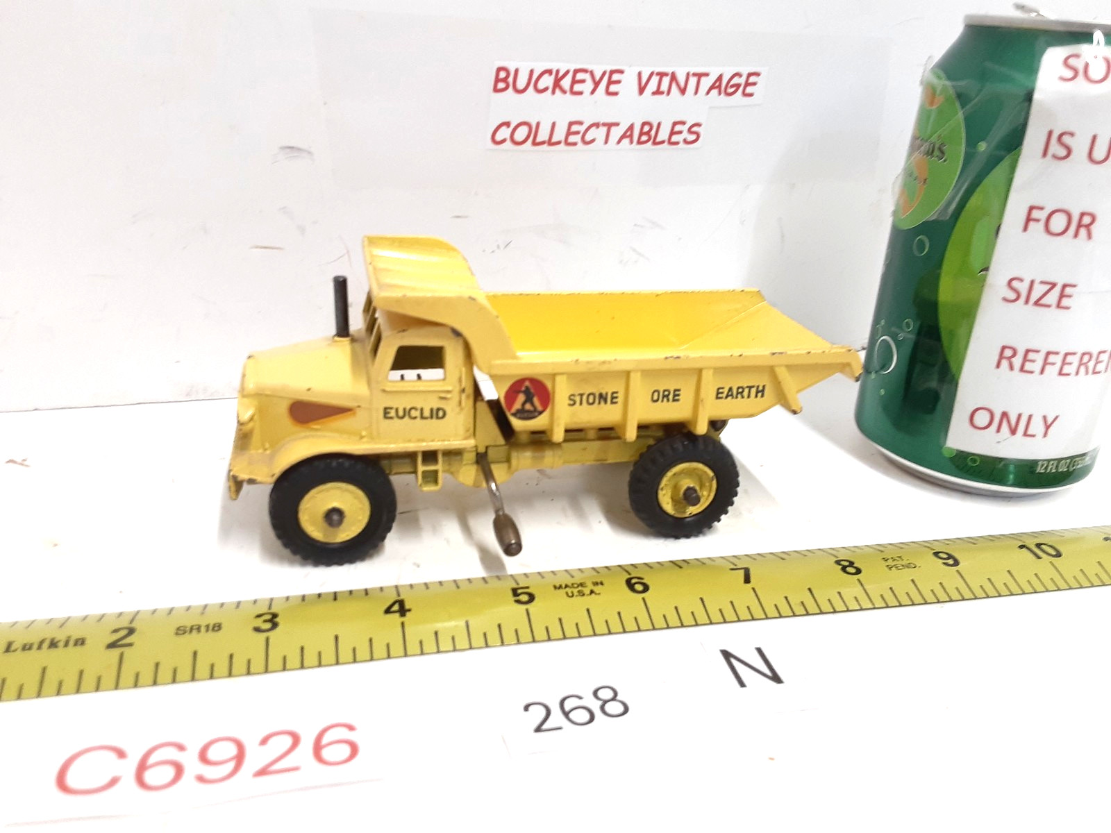 Vintage~Dinky Super Toys Euclid Dump Truck # 965~5-3/4″ Long, 1959-1961