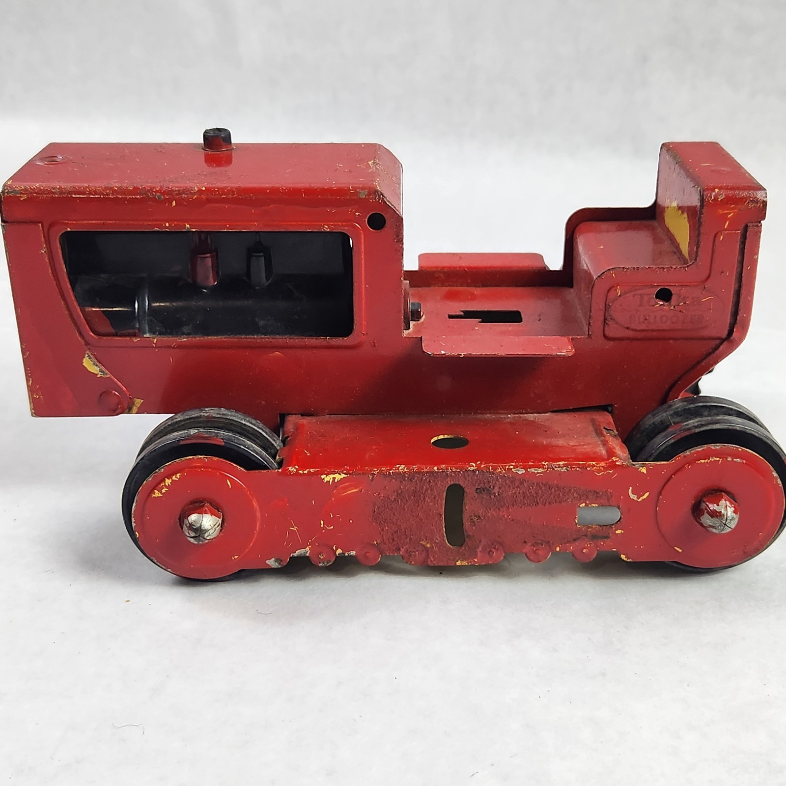 Vtg Tonka Pressed Steel Bulldozer Crawler Red Tractor Missing Blade Parts Repair