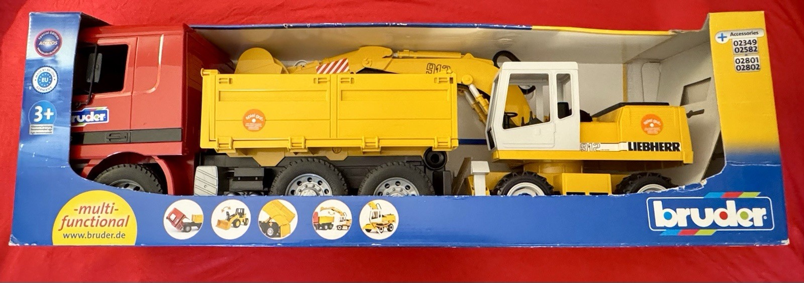 BRUDER Dump Truck With Backhoe Excavator Actros Retired