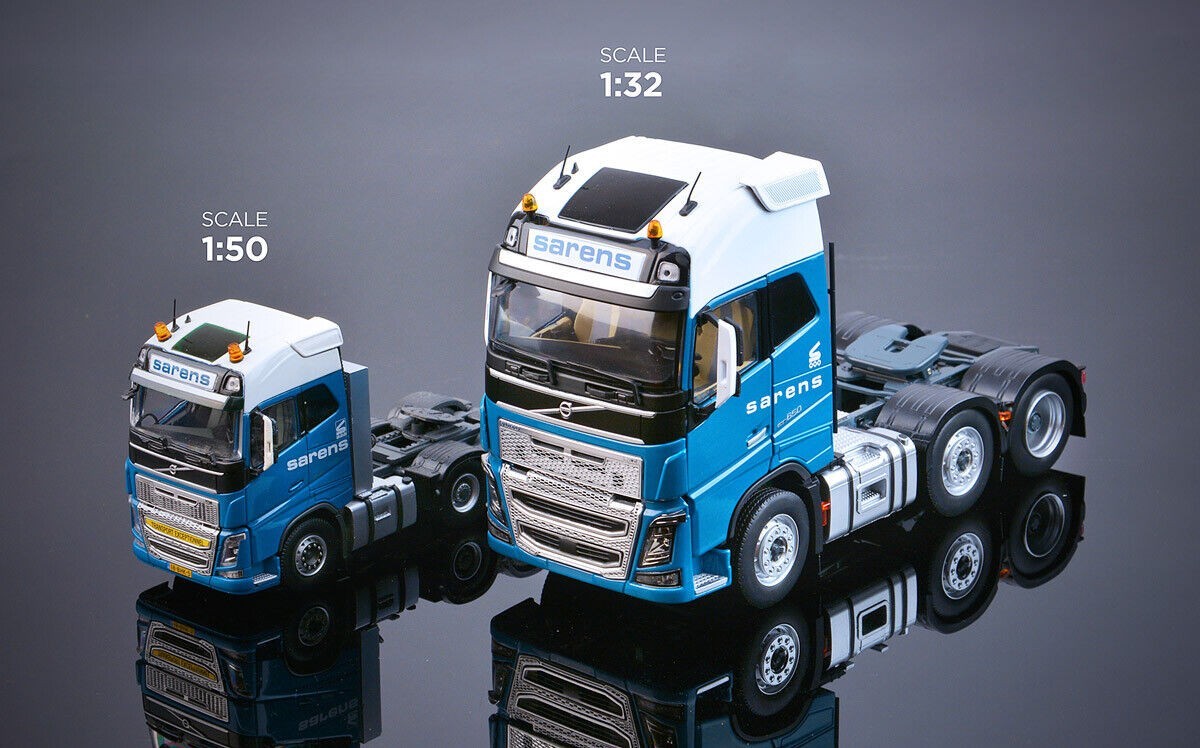 Large 1/32 scale SARENS Volvo FH16 6×2 Truck and Nooteboom Lowboy Trailer, MIB
