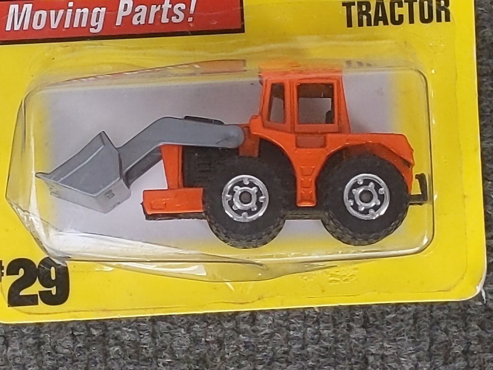 Matchbox 1996 issue shovel nose tractor, #29, orange, in box