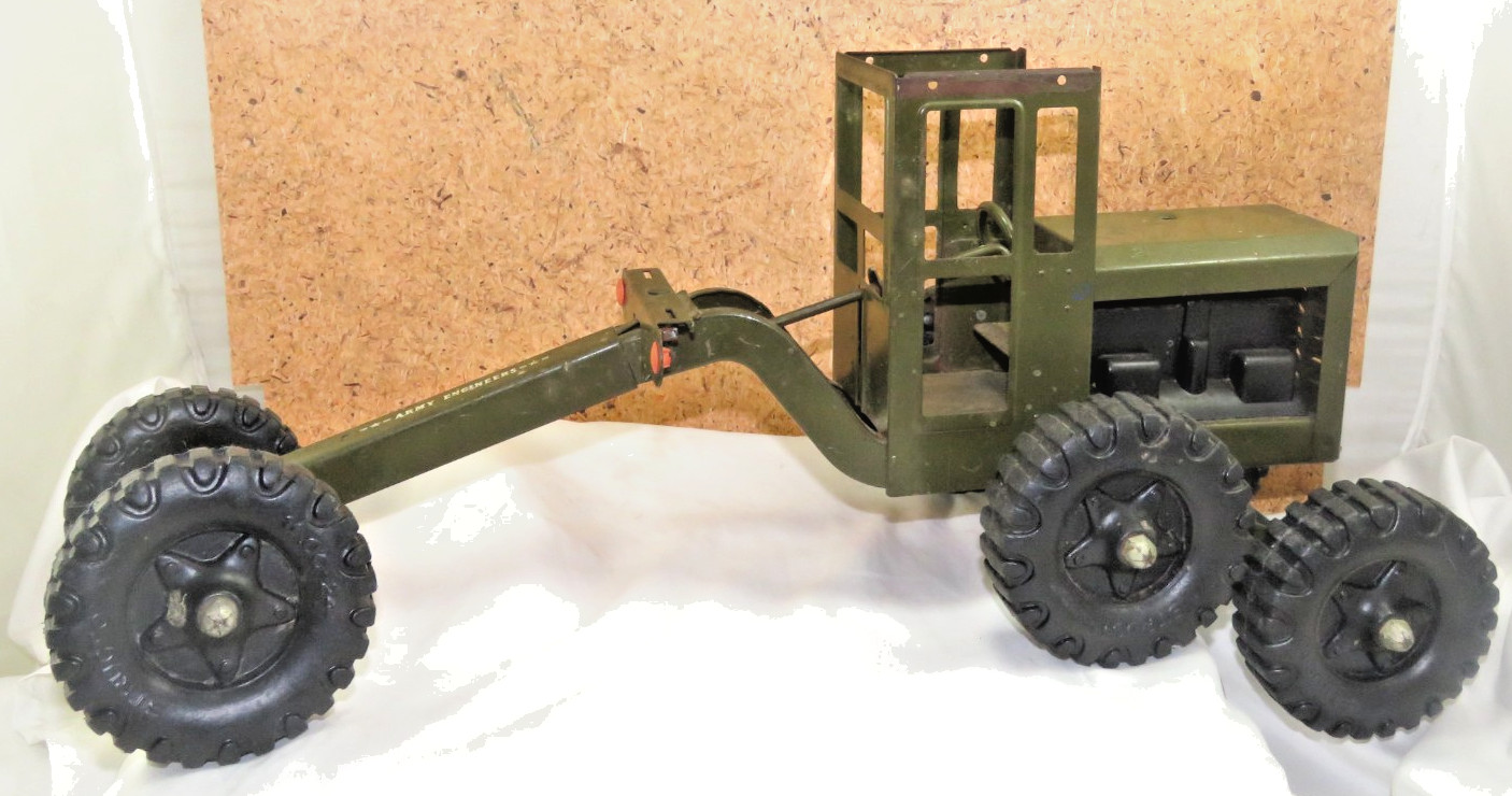 Vintage STRUCTO Pressed Steel Army Engineers Road Grader AS IS
