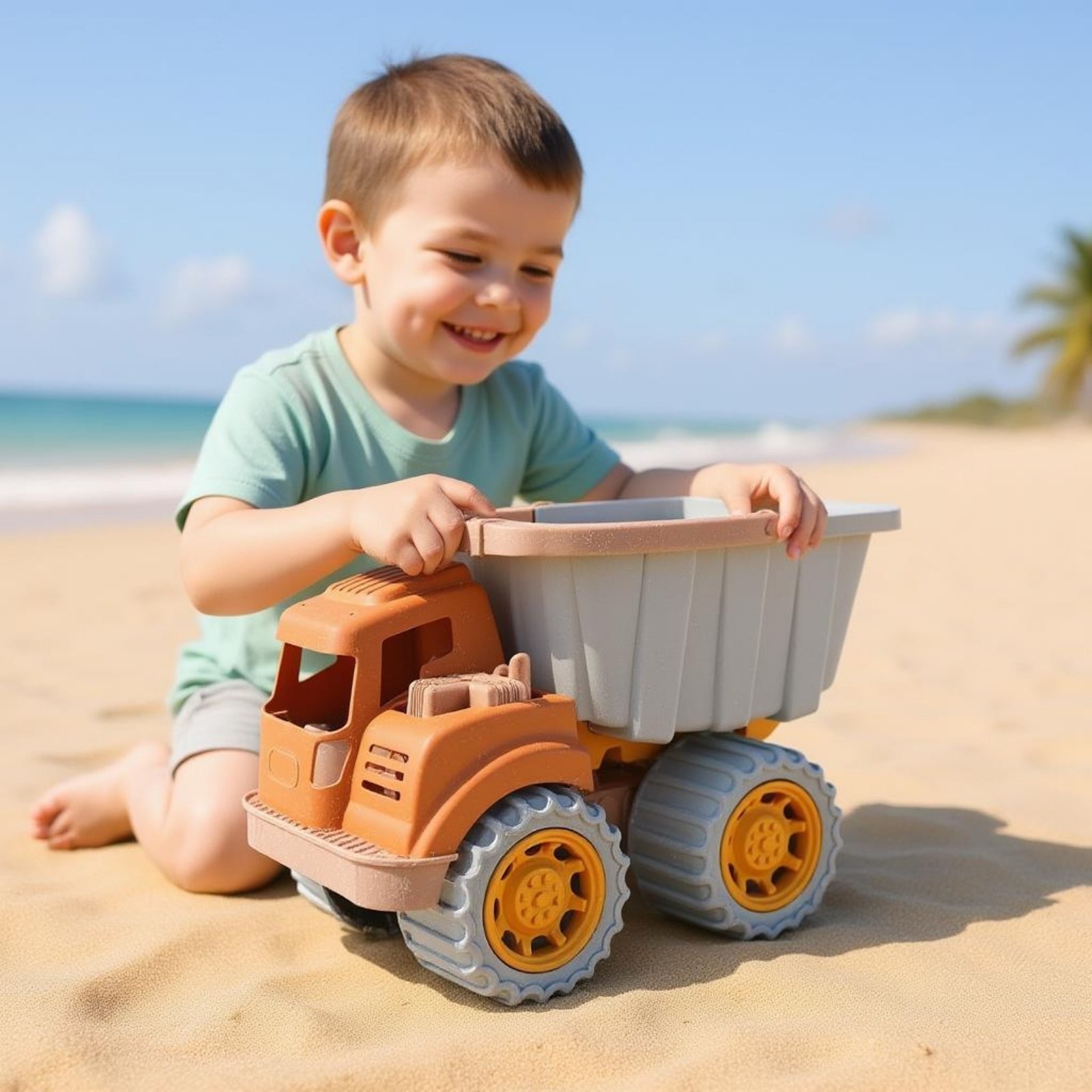 Wheat Straw Dump Truck Environmentally Conscious Play Vehicle Large Wheels