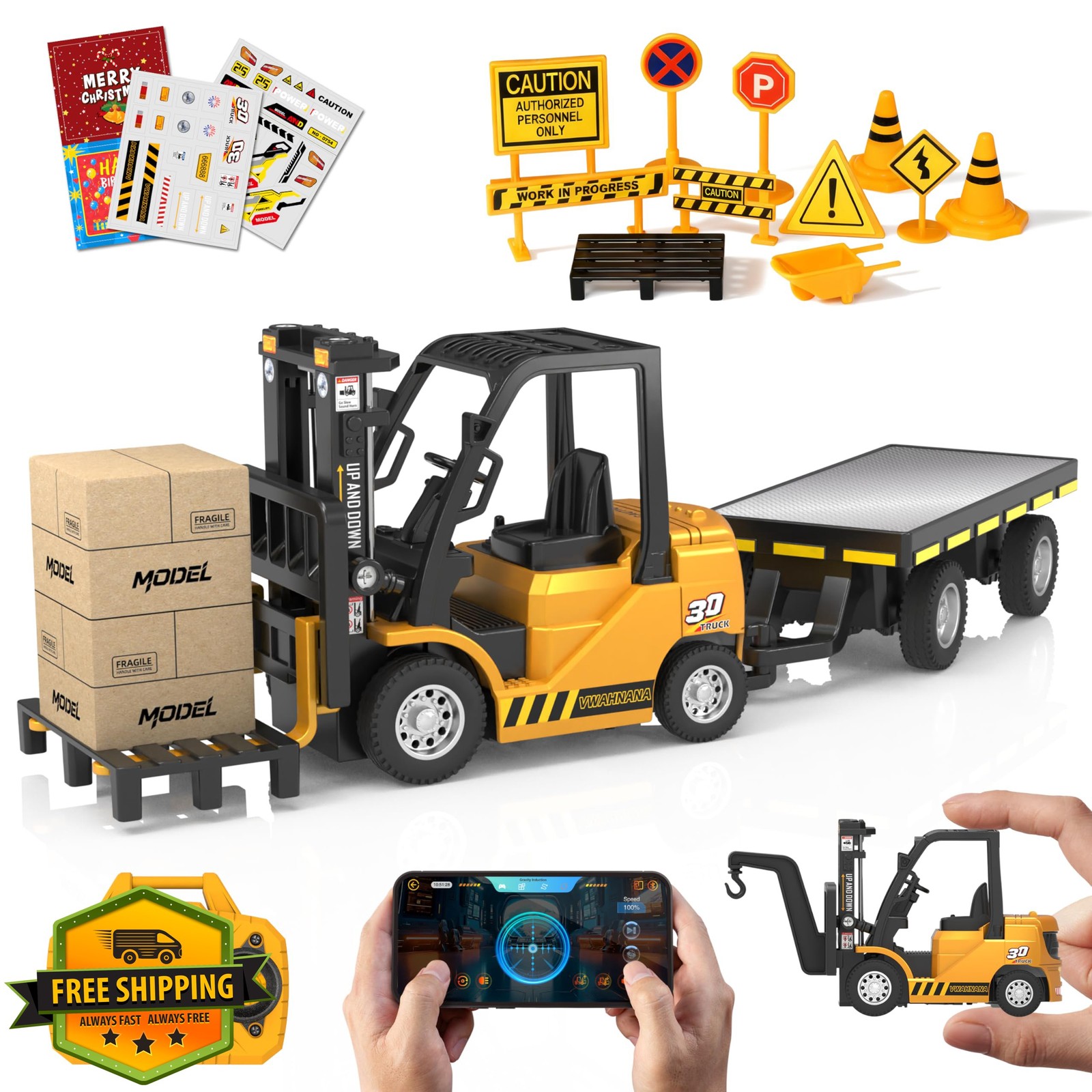 VWAHNANA Yellow RC Forklift 1/64