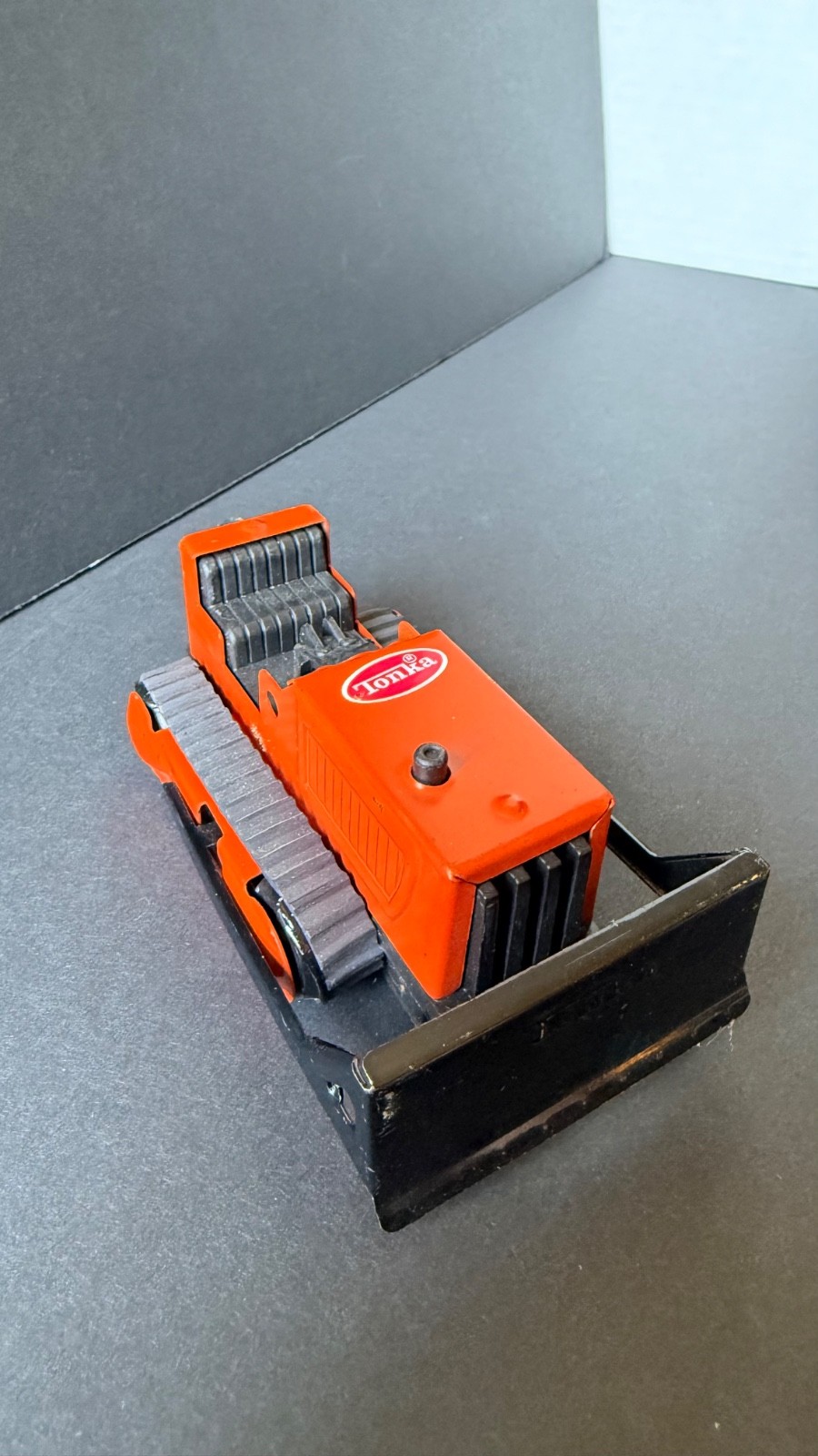Vintage 1970s Tonka Mini 510 Bulldozer Dozer Orange Black Blade 4.5″ Complete