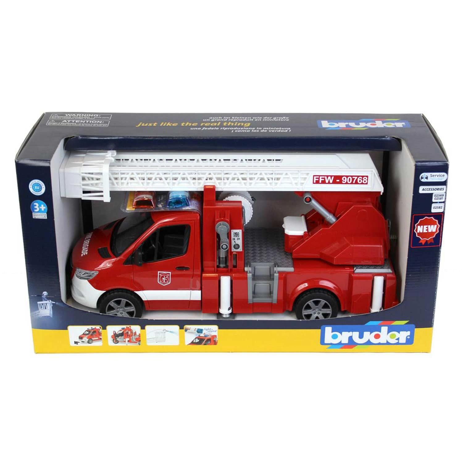 1/16 Mercedes-Benz Sprinter Fire Engine Truck Ladder, Water Pump, & Lights 02673