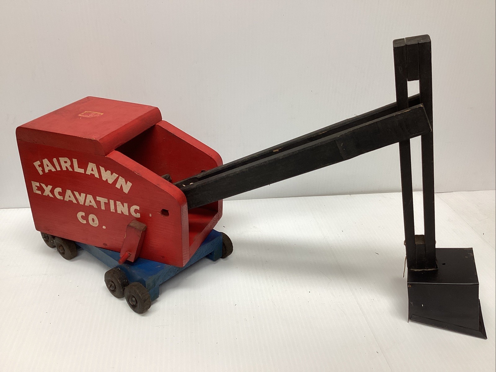Antique 1940s Tick Tock Toys Wood & Metal Fairlawn Excavating Co. Steam Shovel