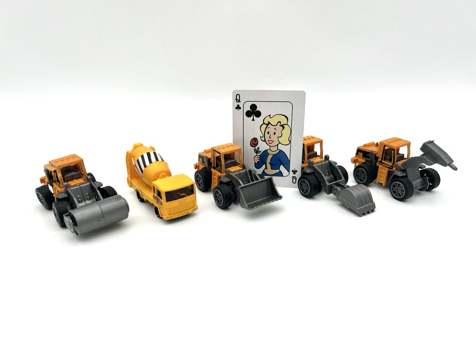 Lot of 6 Mini Construction Vehicles Cement Mixer Loader Steamroller
