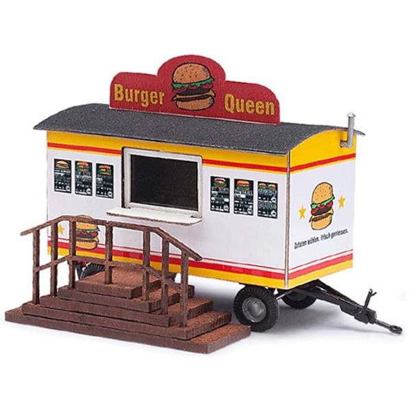 Busch 59936 4-Wheel Concession Trailer – Burger Queen 1/87 HO (plastic) MIB