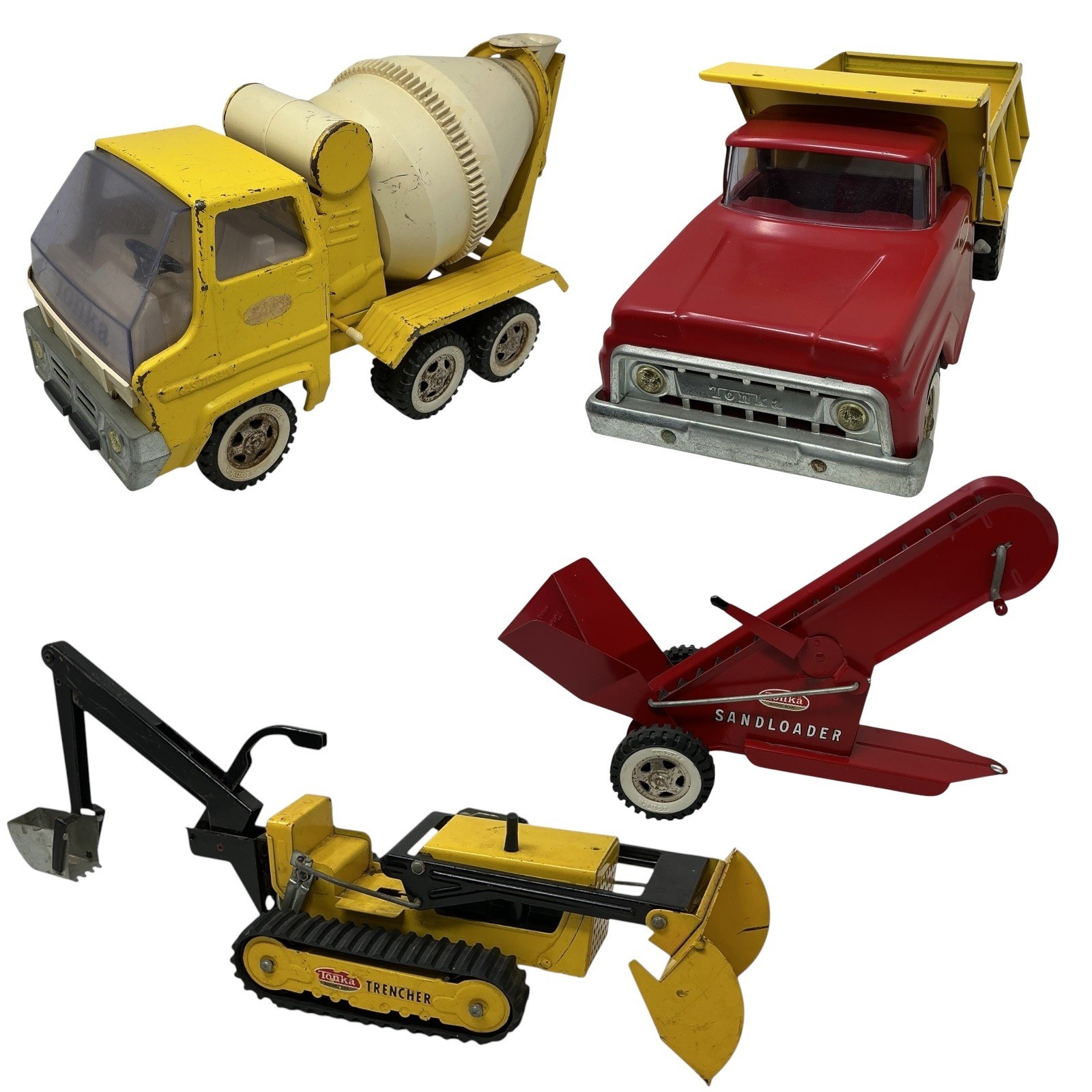 1967 Tonka Pressed Steel Construction Set 2175 4 PC Cement Mixer Dump Sandloader
