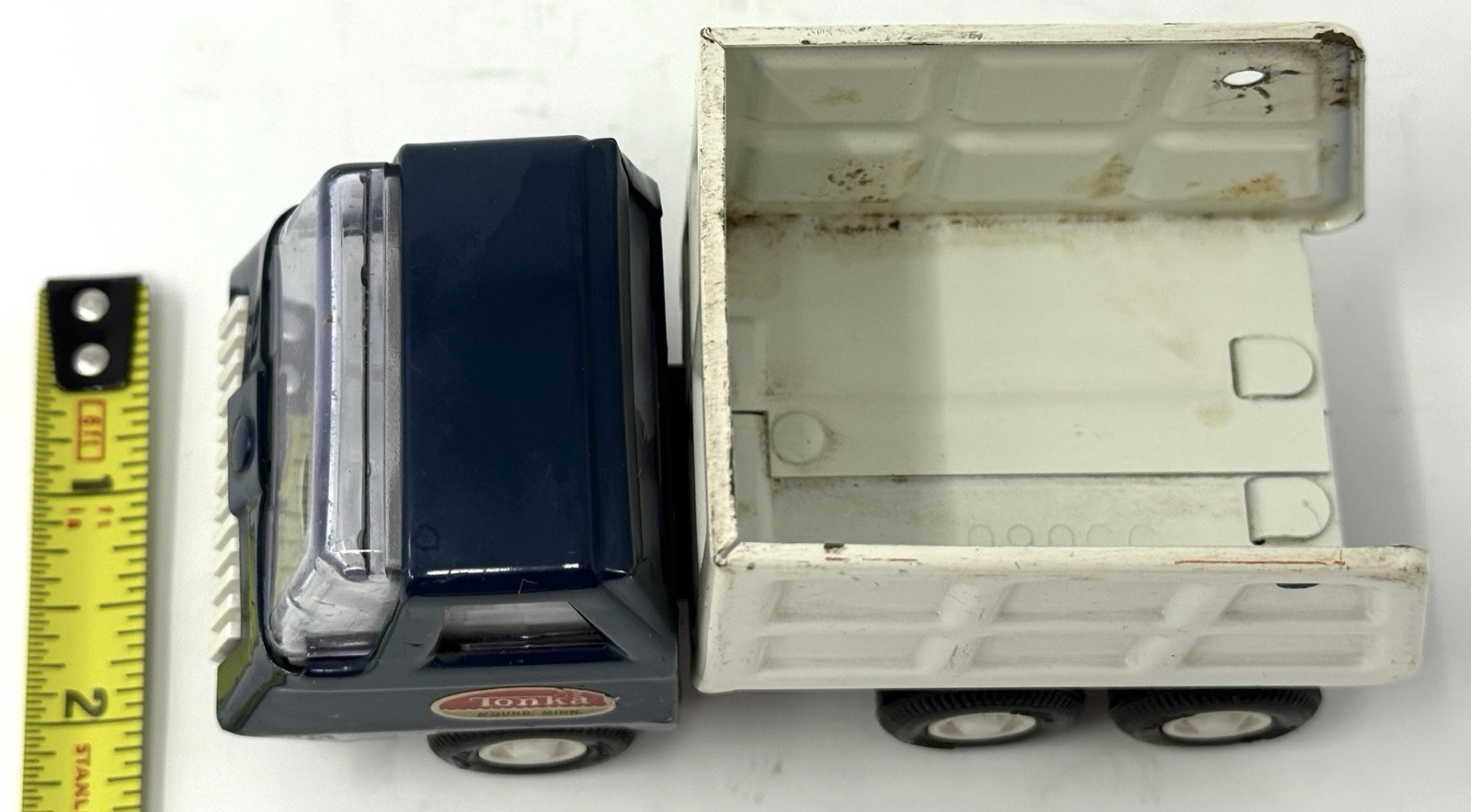 Vintage Mini Tonka Pressed Steel Dump Truck Blue White 55060 1970s 5.5″ Toy