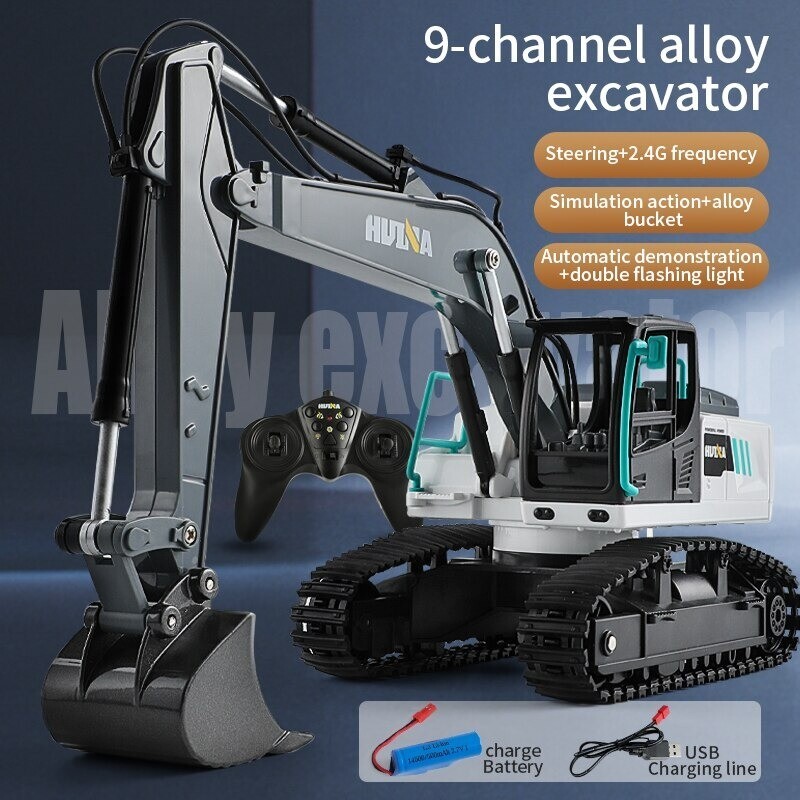 HUINA 1:24 New RC Excavator 9CH Crawler Engineering Vehicle Gift For kids New