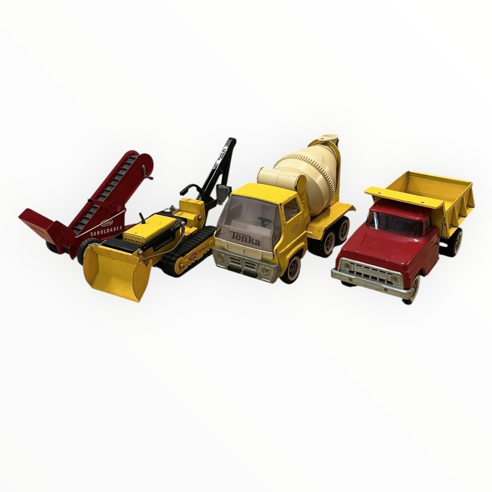1967 Tonka Pressed Steel Construction Set 2175 4 PC Cement Mixer Dump Sandloader