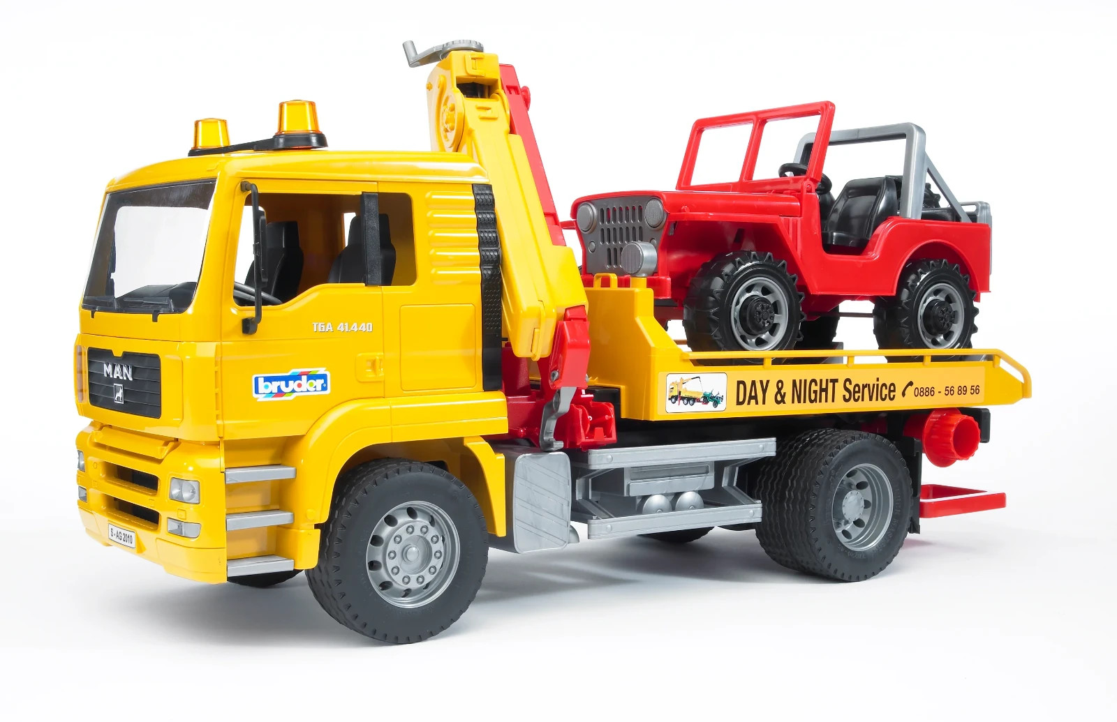 BRUDER MAN TGA TOW TRUCK W/ OFF ROAD JEEP 02750
