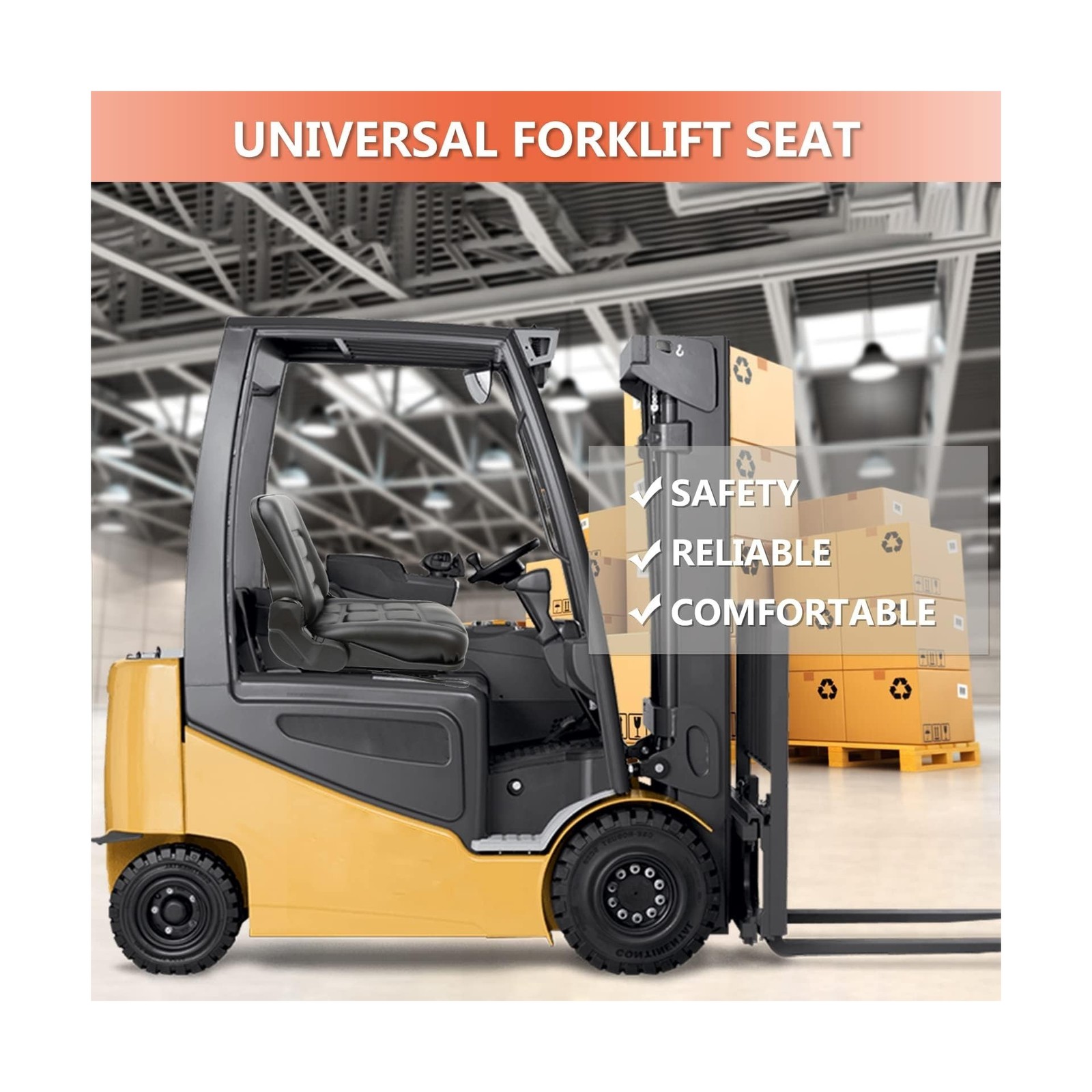 Universal Forklift Seat, Tractor Seat with Adjustable Angle Back,Micro Switch…