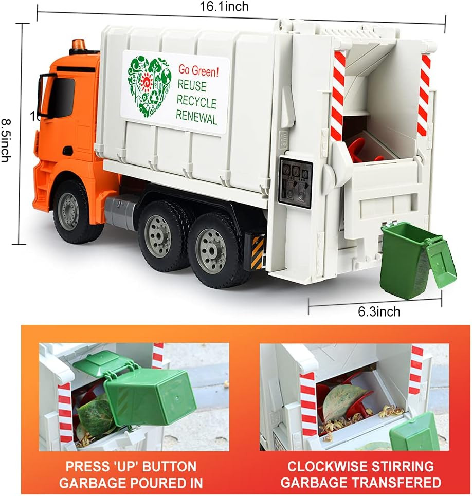 Benz Licensed Remote Control Garbage Truck Electric Recycling Toy Set with Trash