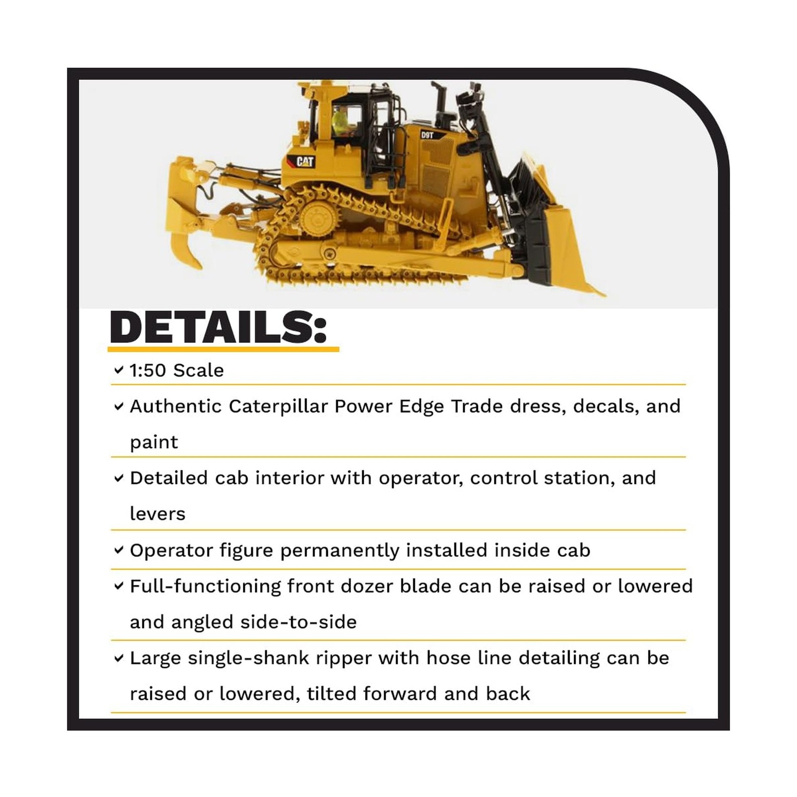 Diecast Masters 1:50 Caterpillar D9T Track-Type Tractor | High Line Series Ca…