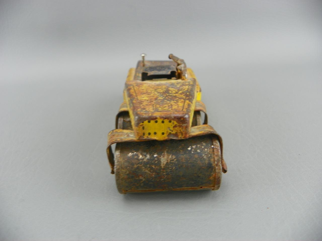 Vintage 1950’s Line Mar Marx Tin Litho 6″ Steam Roller Yellow Construction Japan