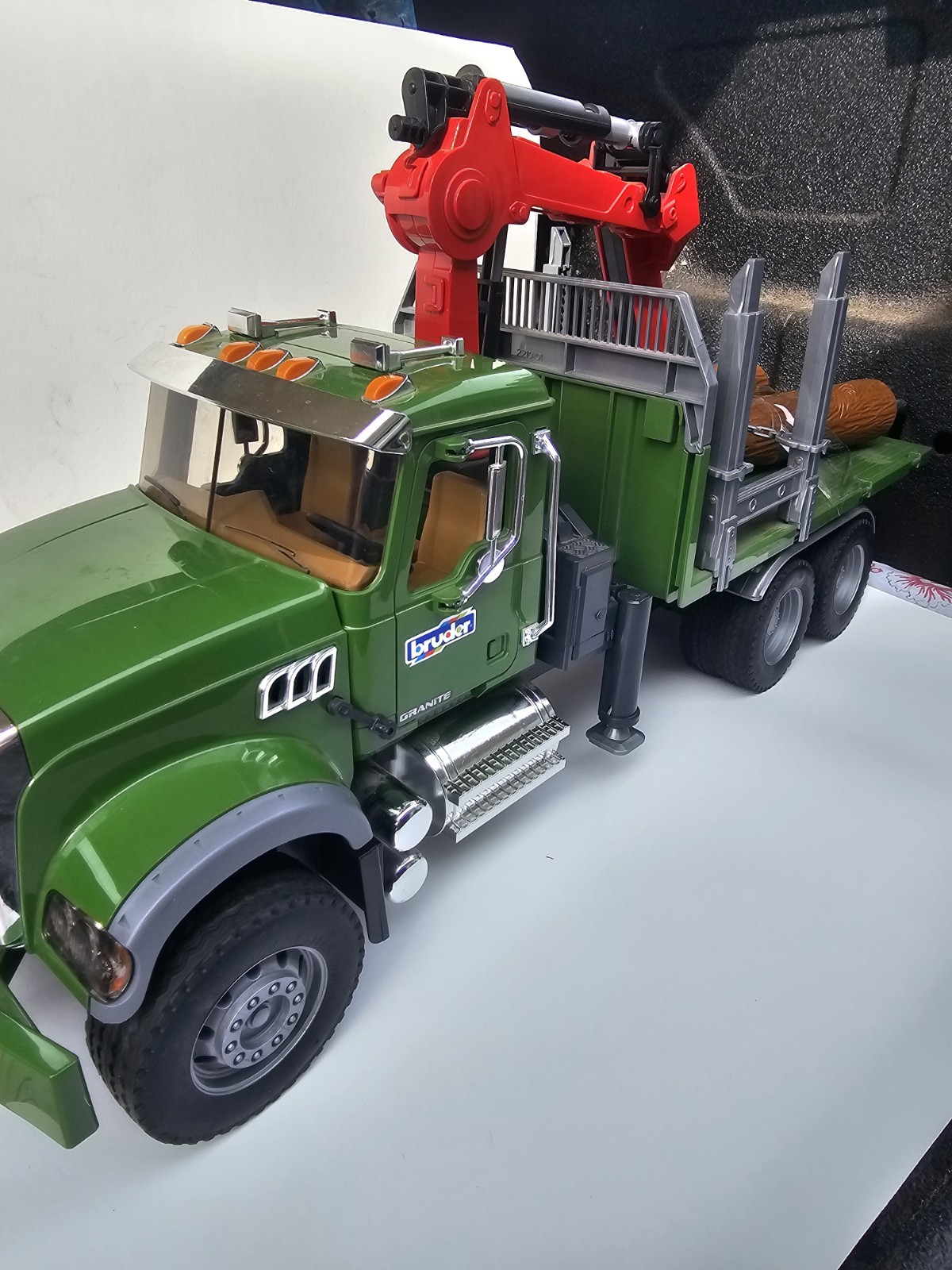 2007 Bruder Mack Granite 24 Inch Timber Truck Loading Crane Grapple Missing Nice