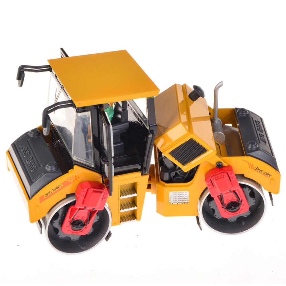 Road Roller Construction Equipment Model Metal Diecast Toy Vehicle Yellow