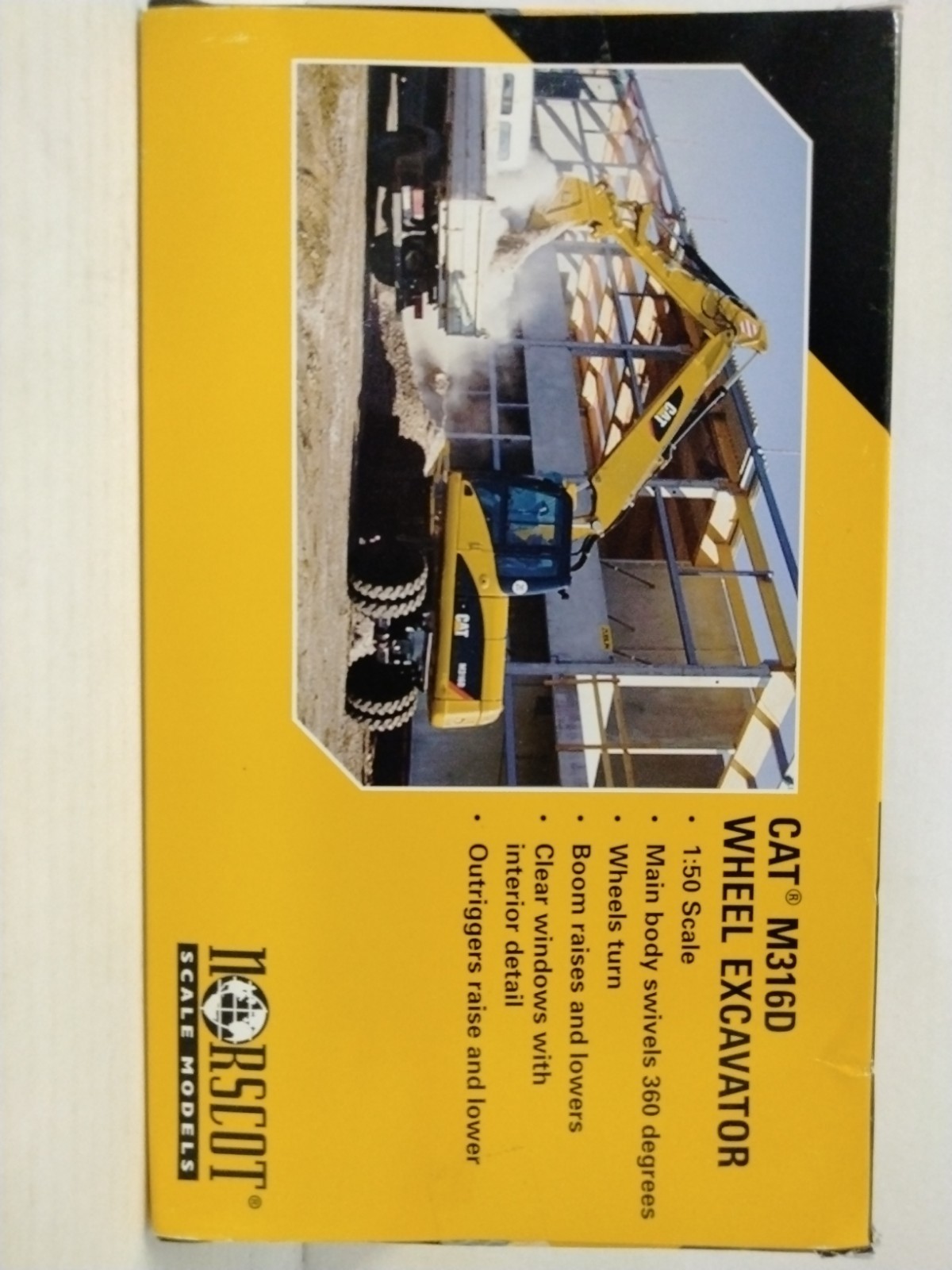 Norscot CAT M316D Wheel Excavator 1:50 Scale Yellow Very Good Sealed Box