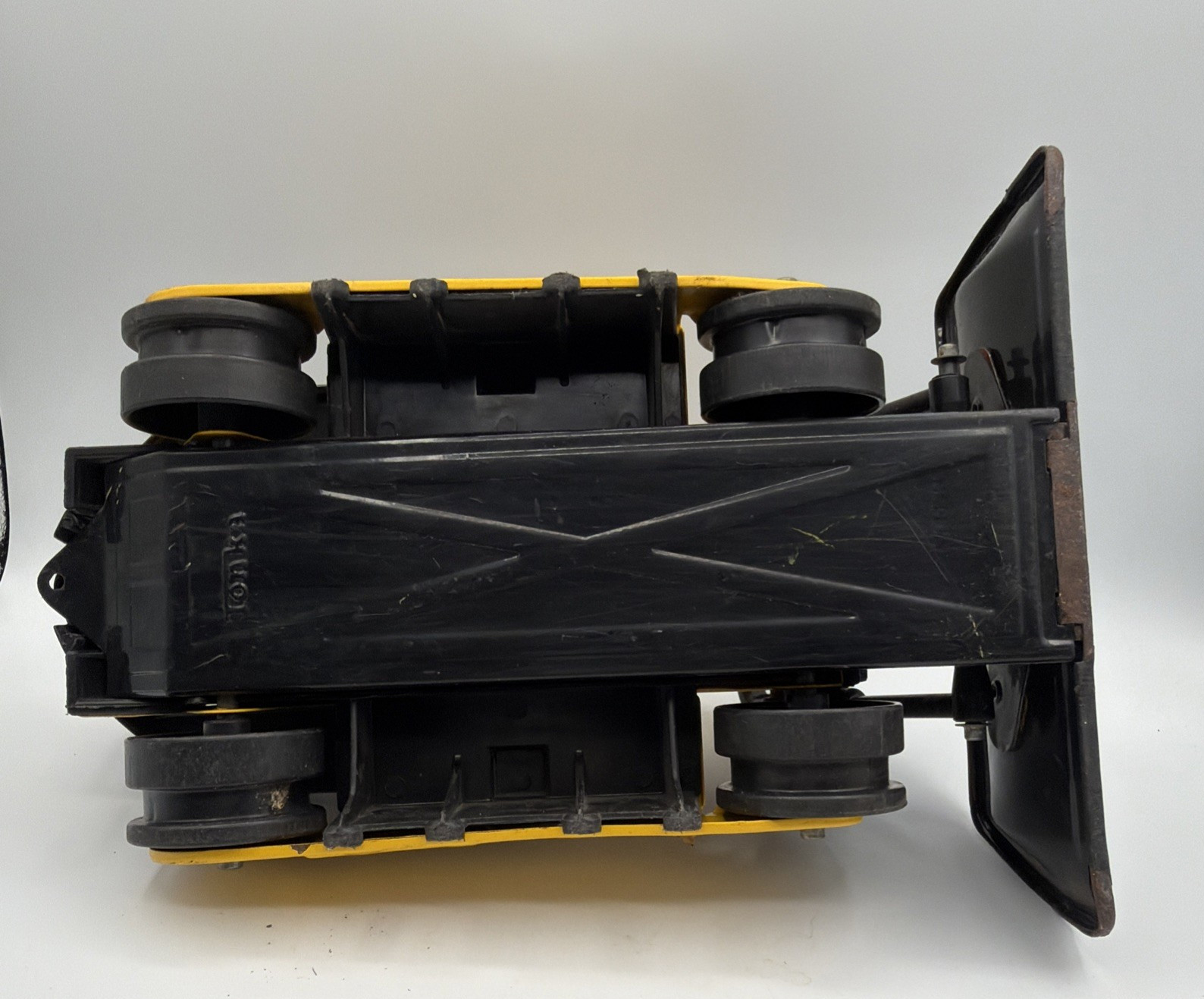 Vintage 1980s Tonka Trax Bulldozer Crawler: Pressed Steel Construction Toy 12″