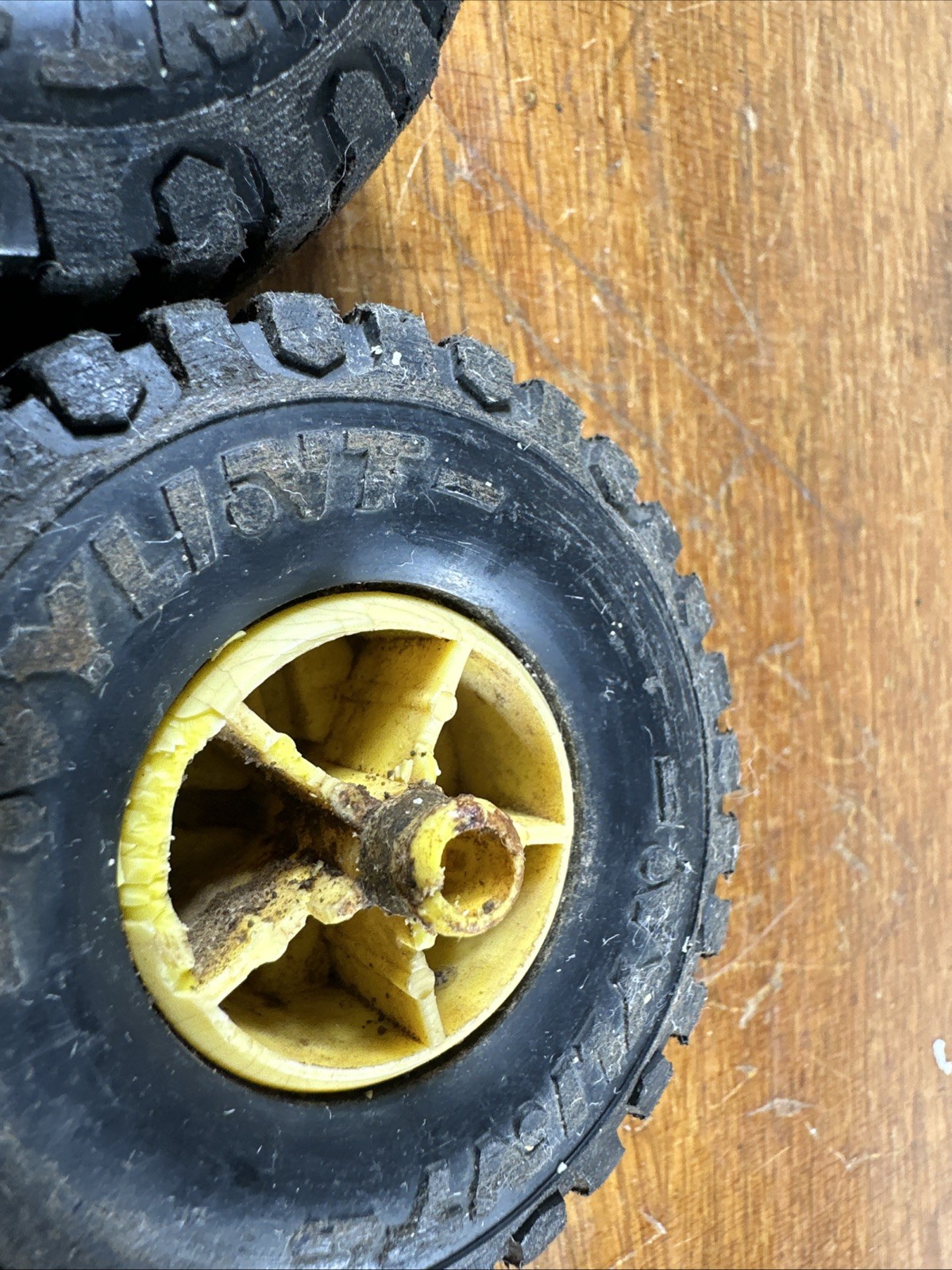 Vintage Nylint Wheels BLACK TIRES YELLOW RIM FOR TRUCKS 3 1/8” Lot Of 3