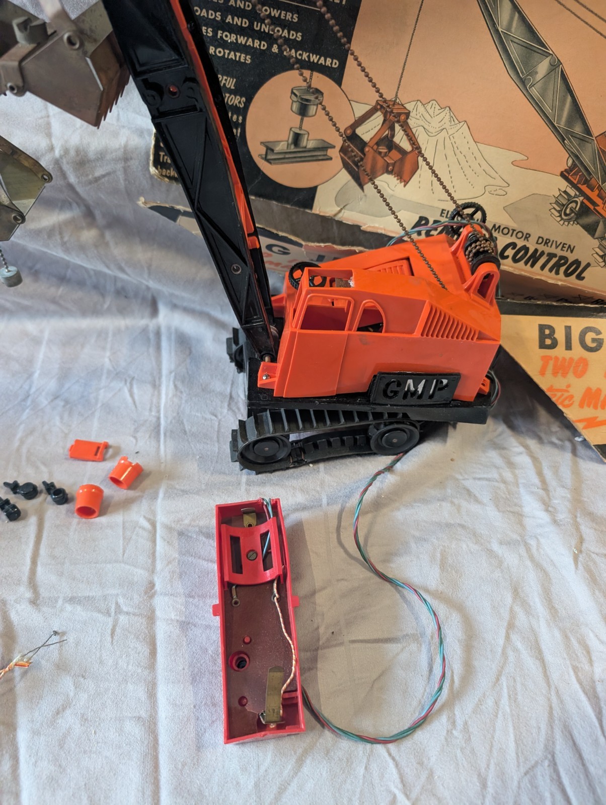 2 1960’s Big Jim Electric Magnetic Vintage Crane toy truck remote control car