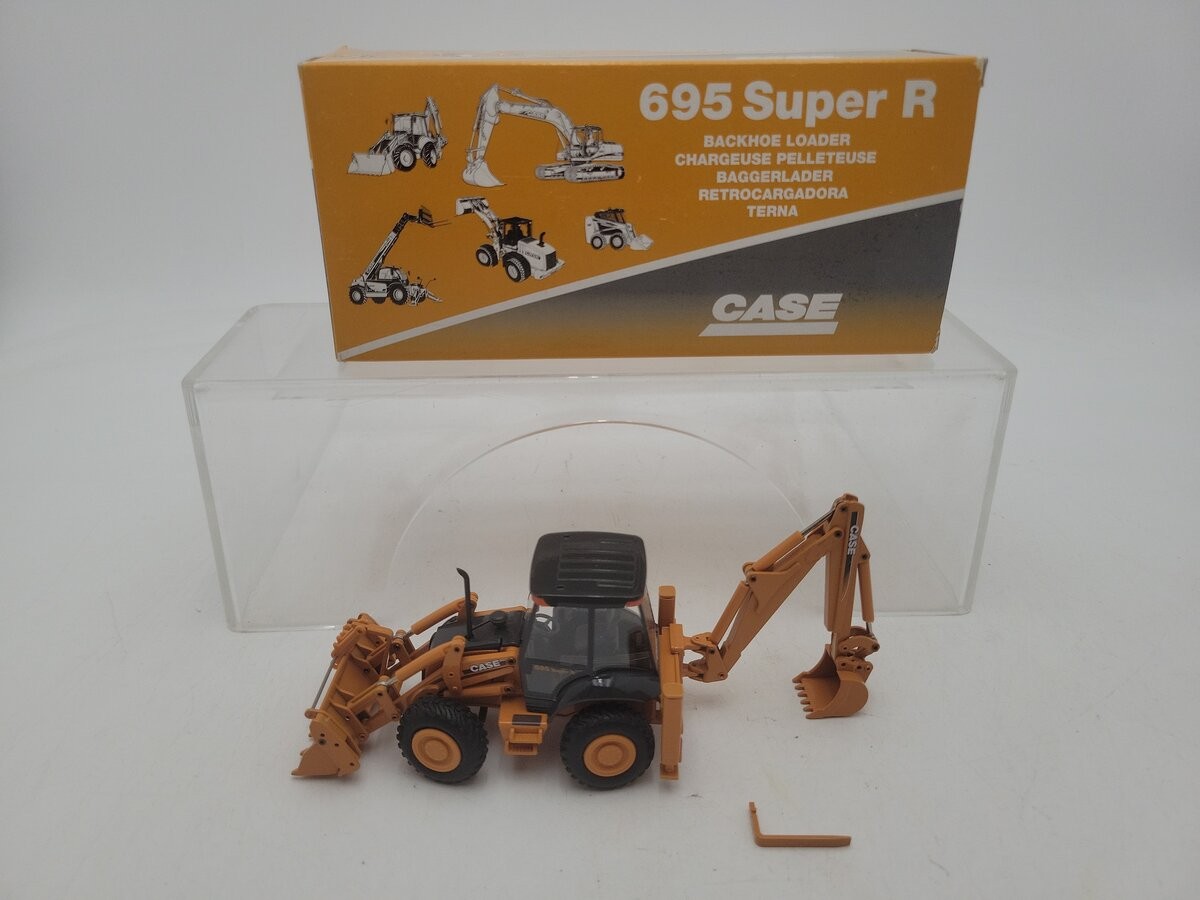 Conrad 2581 1:50 Scale Yellow/Gray Case 695 Super R Backhoe Diecast Model EX/Box