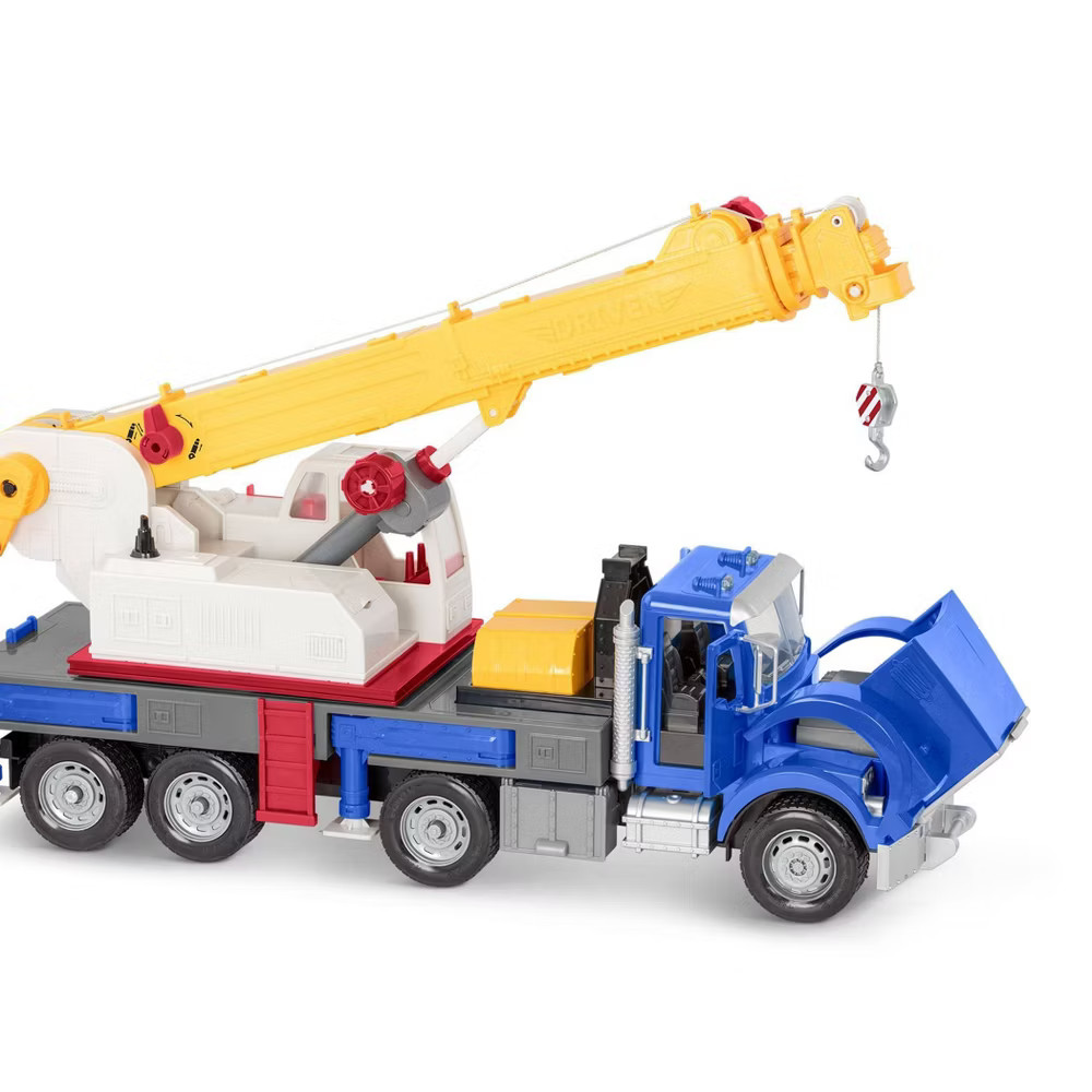 DRIVEN by Battat Jumbo Crane Truck Movable Arm Engine Sounds Lights Batteries