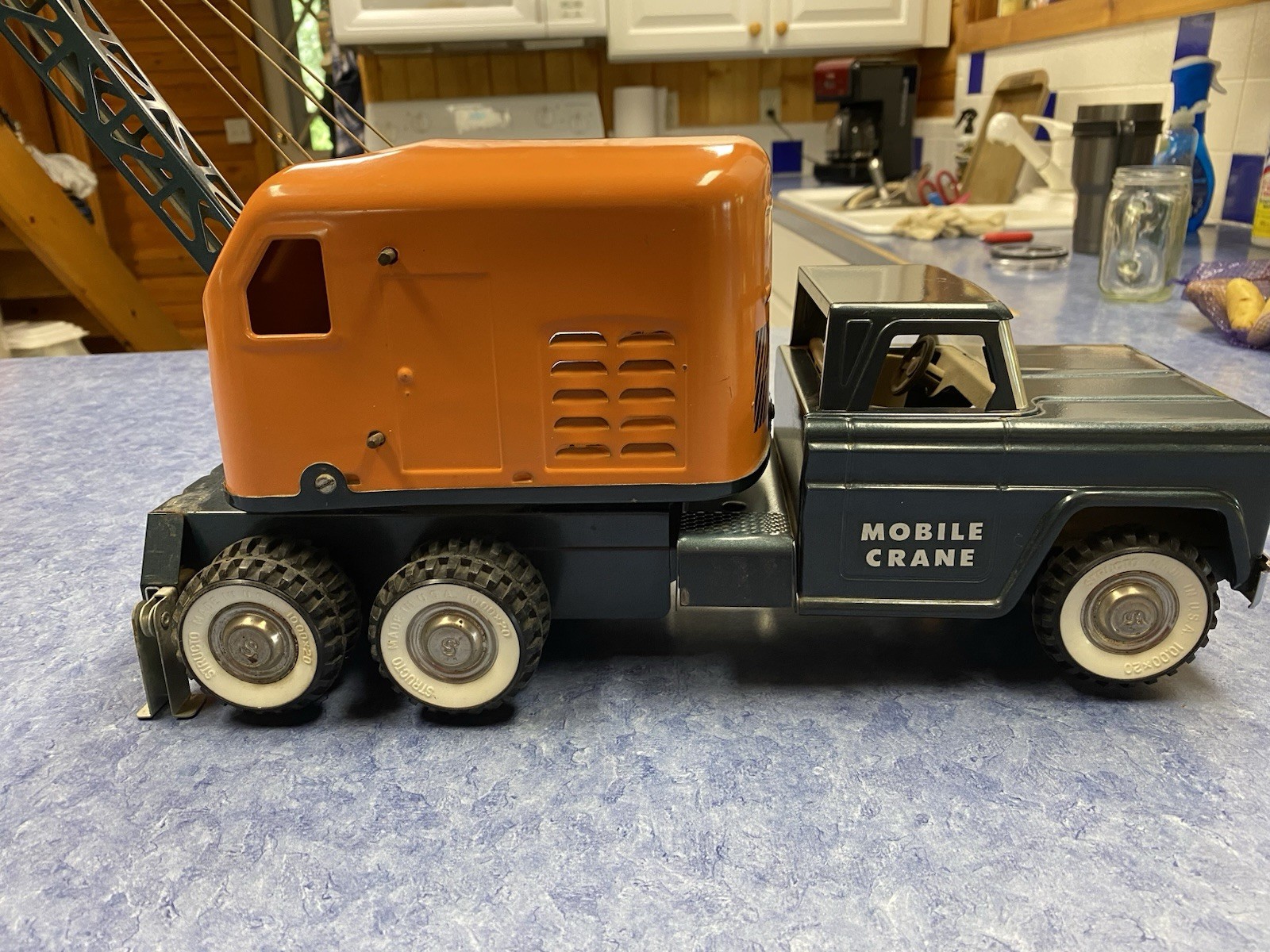 Rare Vintage Structo Mobile Crane Pressed Steel Truck