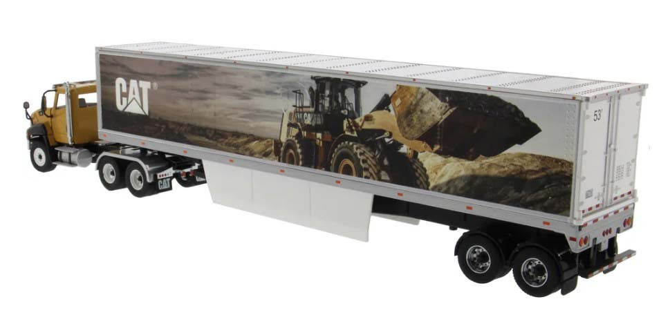 Diecast Masters 85666 Cat CT660 with Cat Mural Trailers 1/50 Scale Model