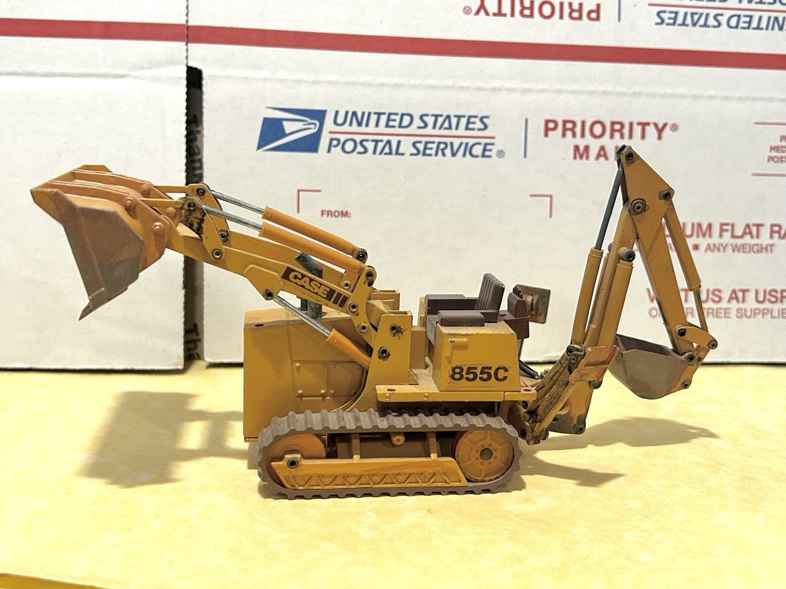 NZG 1/35 Scale Custom Case 855C Crawler Loader with Backhoe (No Rops/Weathered)