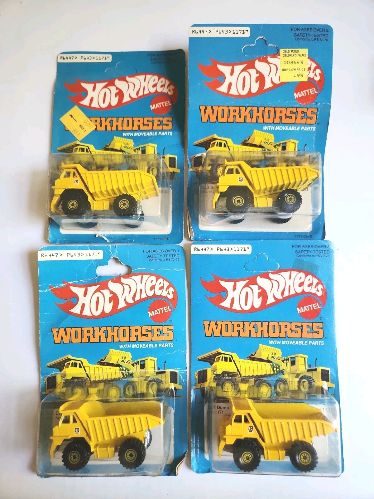 4 Vintage 1979 Hot Wheels Workhorses 1171 Cat Dump Truck Construction Toy NIB