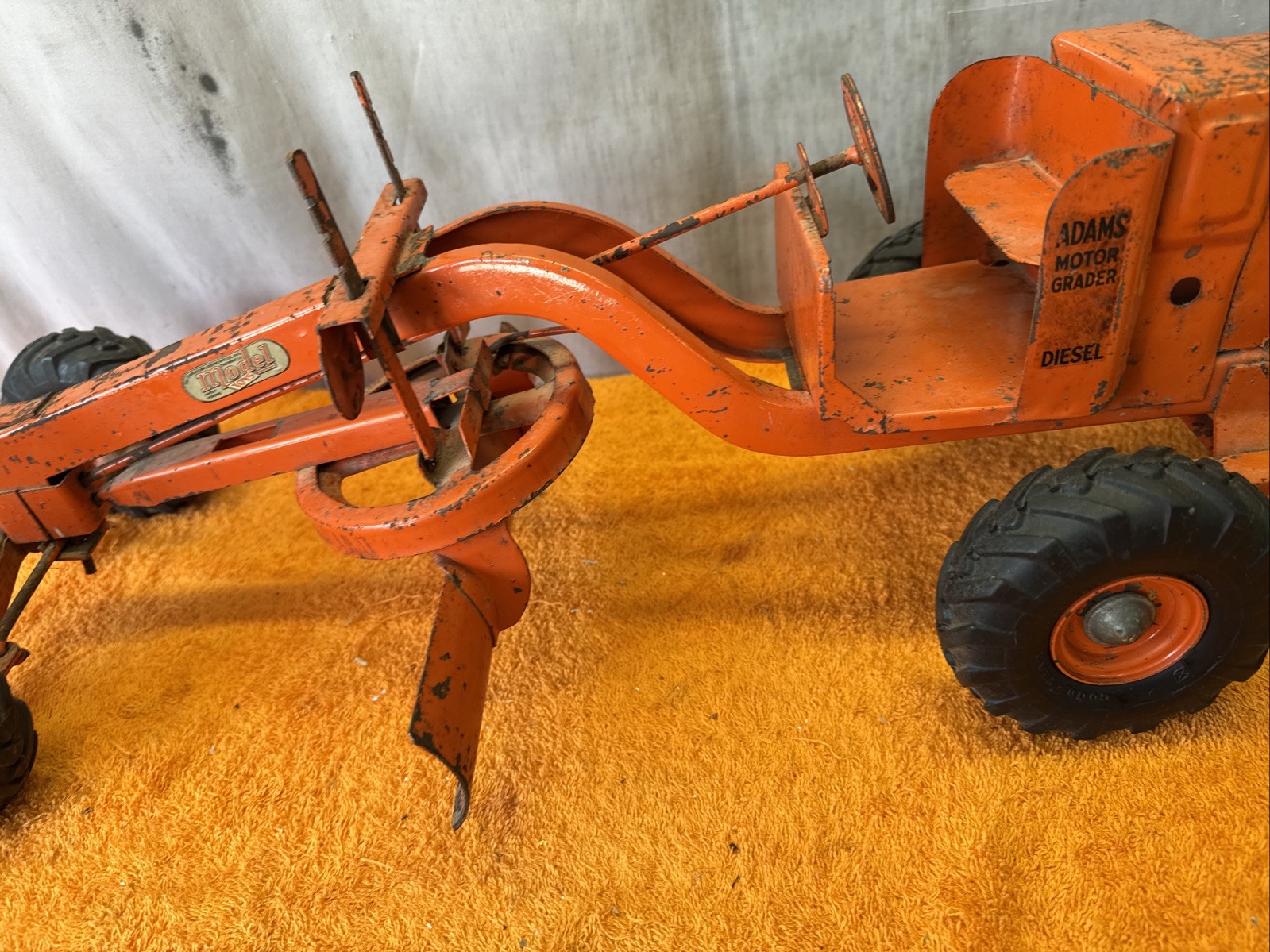 DN•Vintage 1949 DOEPKE Adams Motor Road Grader Pressed Steel Model Diesel Orange