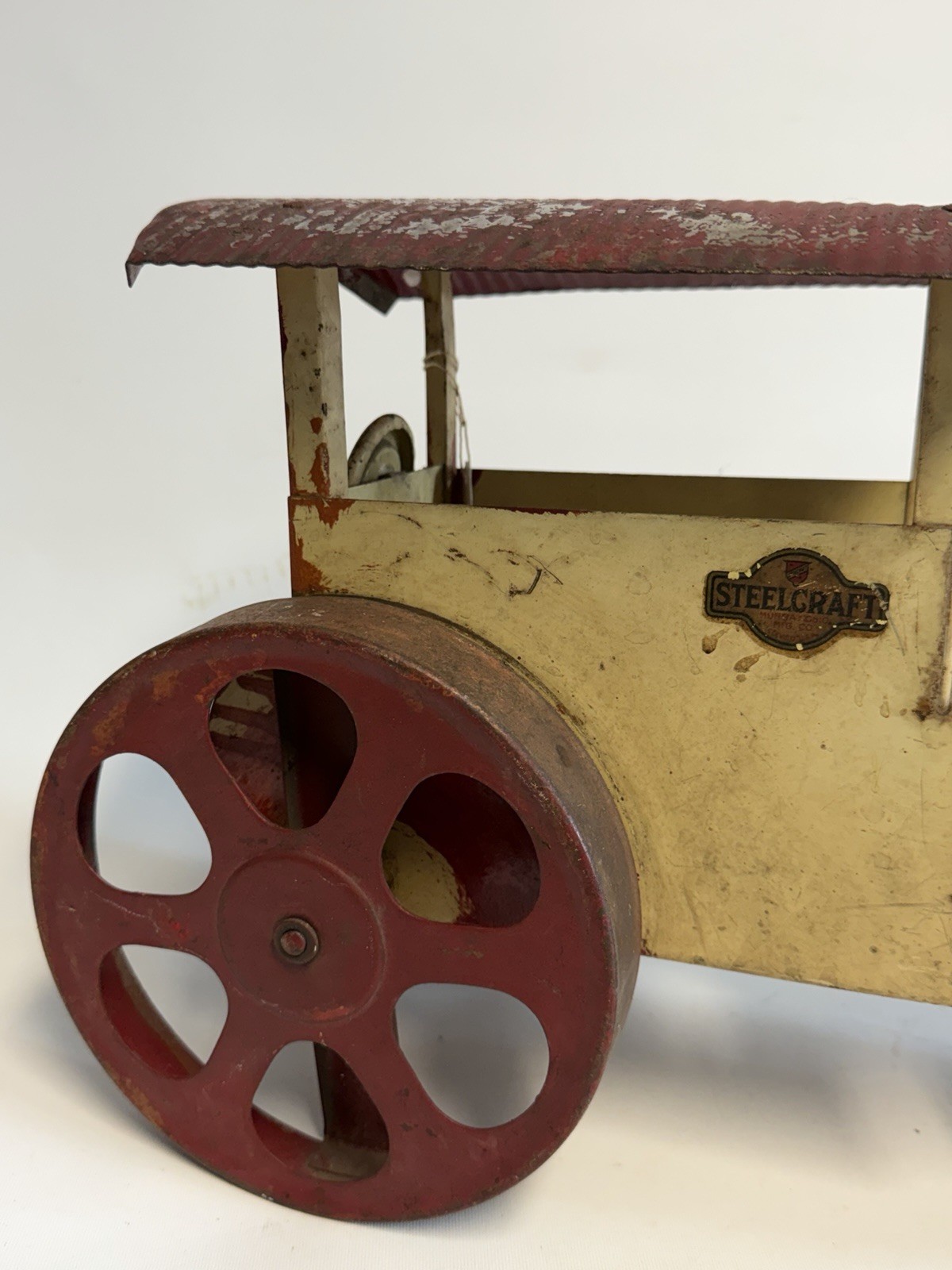 VINTAGE 1920s STEELCRAFT RIDE ON STEAM ROLLER ORIGINAL PAINT