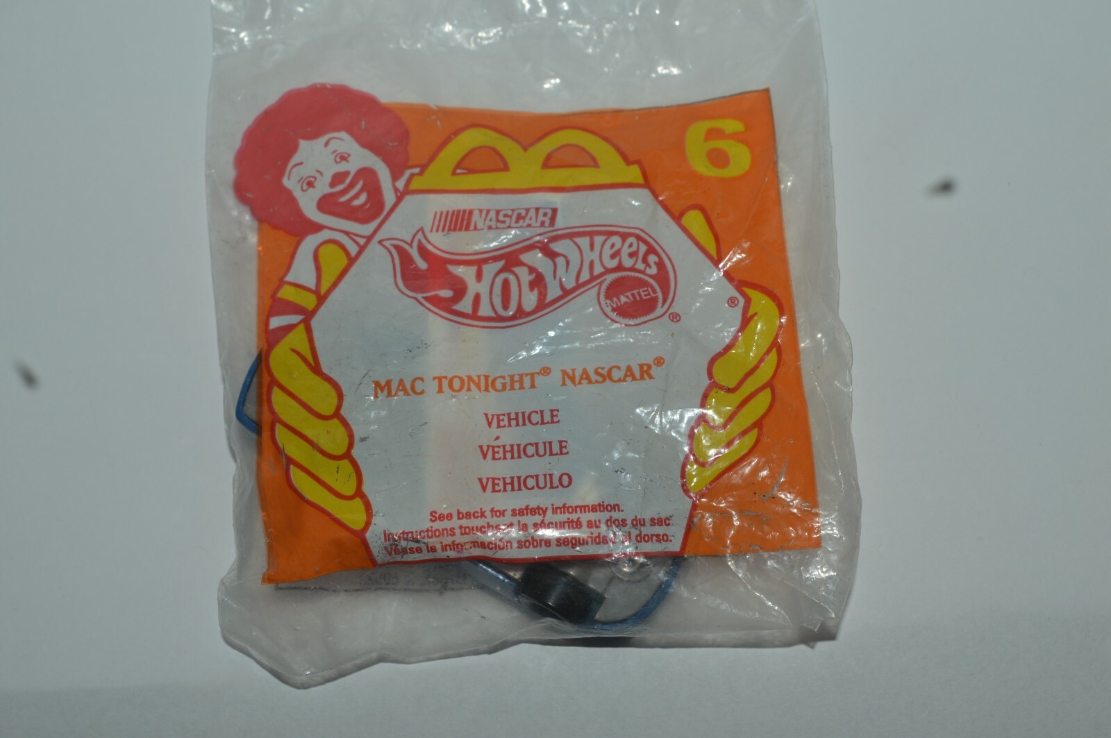 1998 Hot Wheels MAC TONIGHT NASCAR Vehicle McDonald’s Happy Meal Toy Mint In Bag